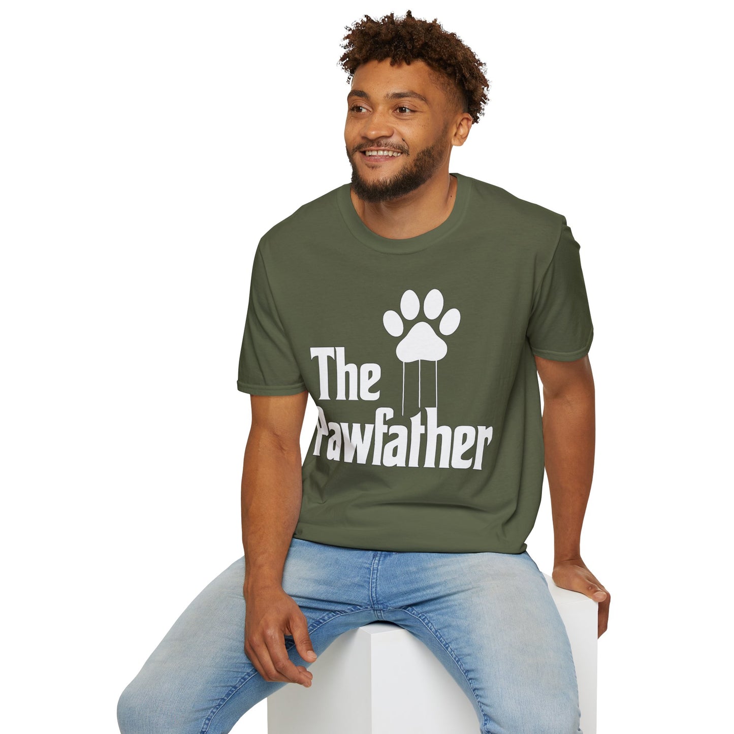 The Pawfather Funny Dog Lover T-Shirt | Bold Parody Dog Dad T-Shirt Gift | Rescue Dog Tee for Men Women | Mafia Style Puppy Humor Shirt | Adopted and Adored Apparel, Adult Unisex T-Shirt