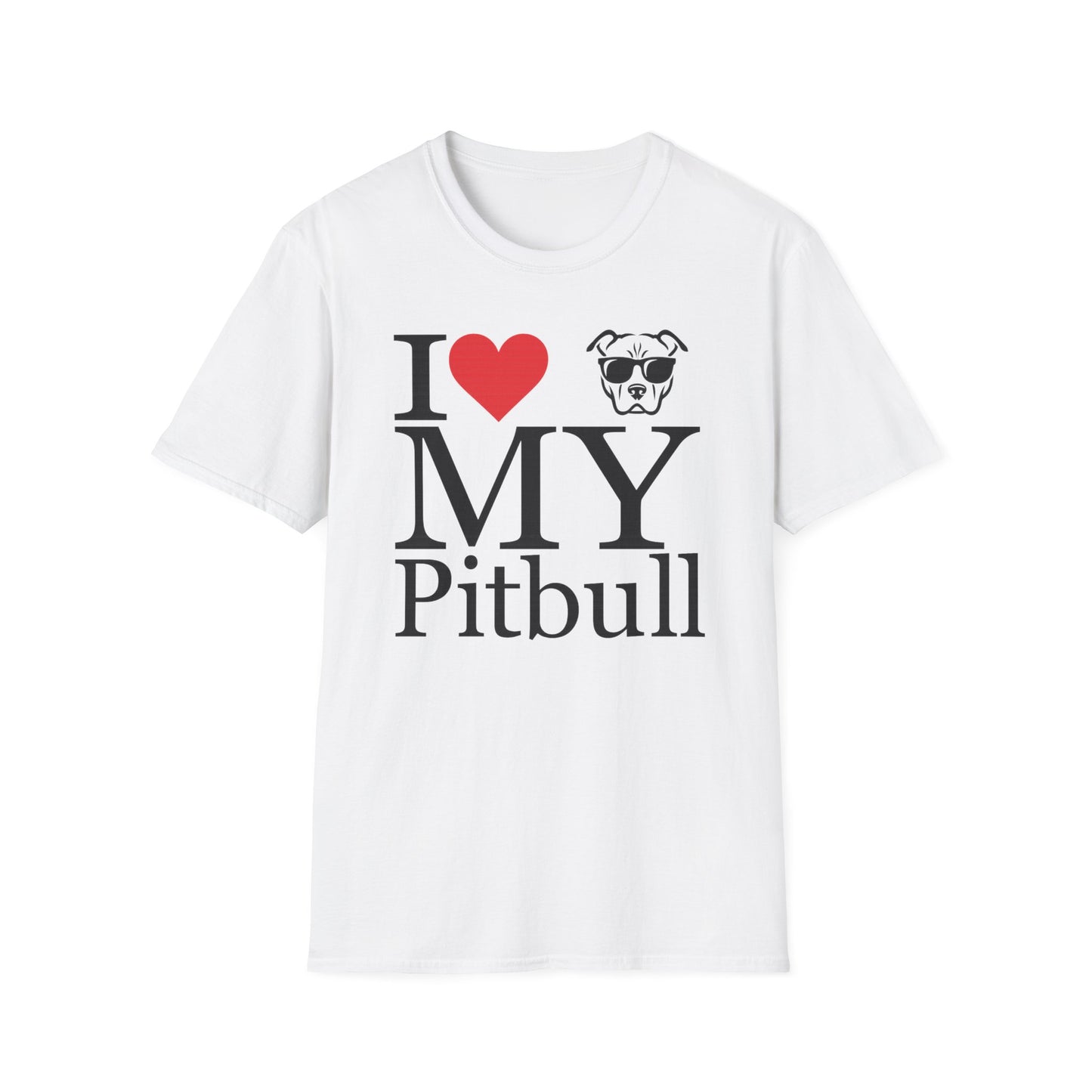 I Love My Pitbull T-Shirt – Cute Rescue Dog Lover Tee with Heart and Pitbull Face Graphic – Unisex Pet Adoption Gift for Proud Pit Bull Owners, Adult Unisex T-Shirt