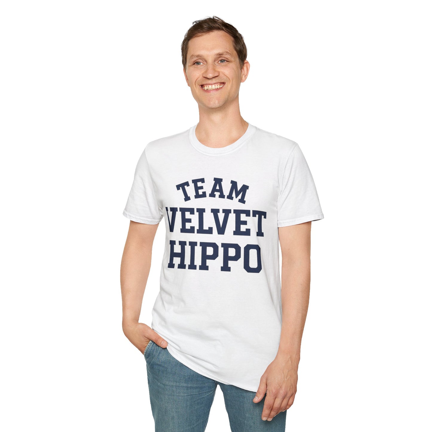 Team Velvet Hippo T-Shirt | Funny Pit Bull Tee for Pibble & Bully Breed Lovers | Rescue Dog Apparel, Adult Unisex T-Shirt