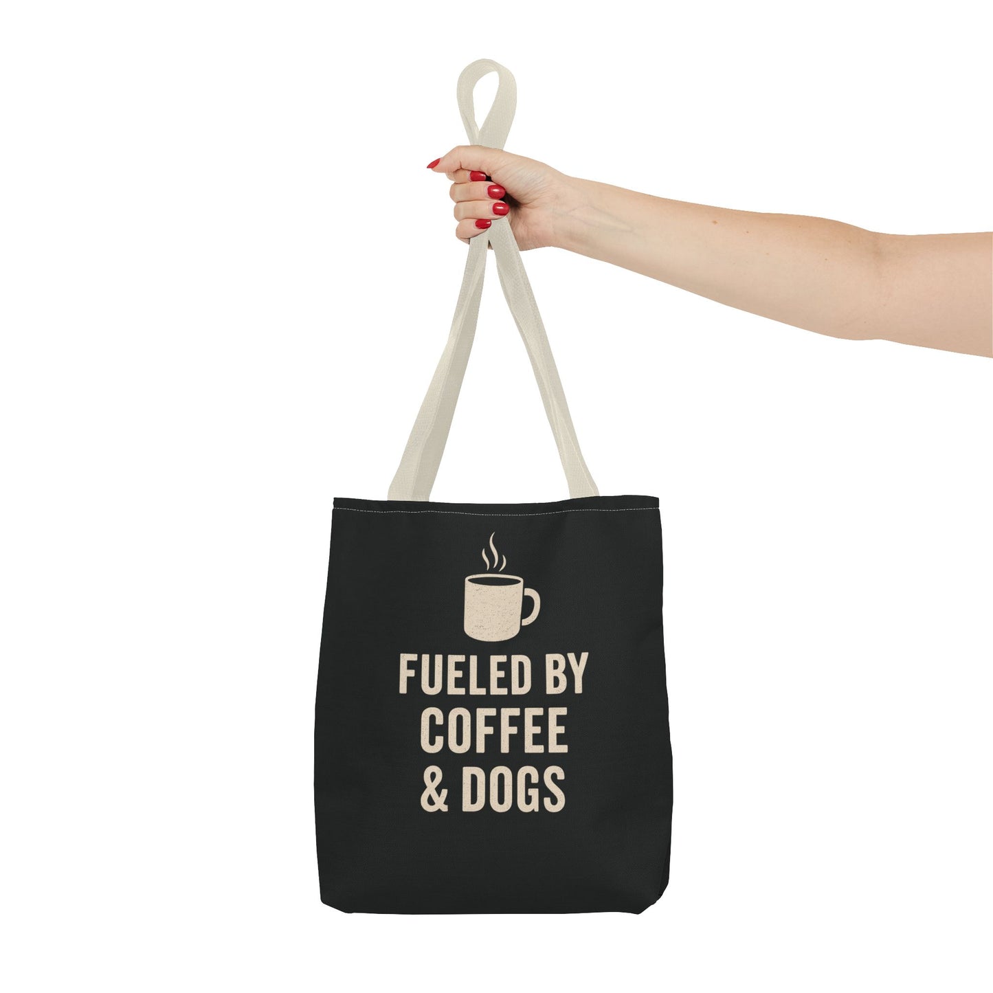 Fueled By Coffee & Dogs Tote Bag, Perfect for Dog Lovers, Everyday Use, Gift for Coffee Lovers, Eco-Friendly Shopping Bag, Stylish Animal Lover Tote, Adult Unisex T-Shirt