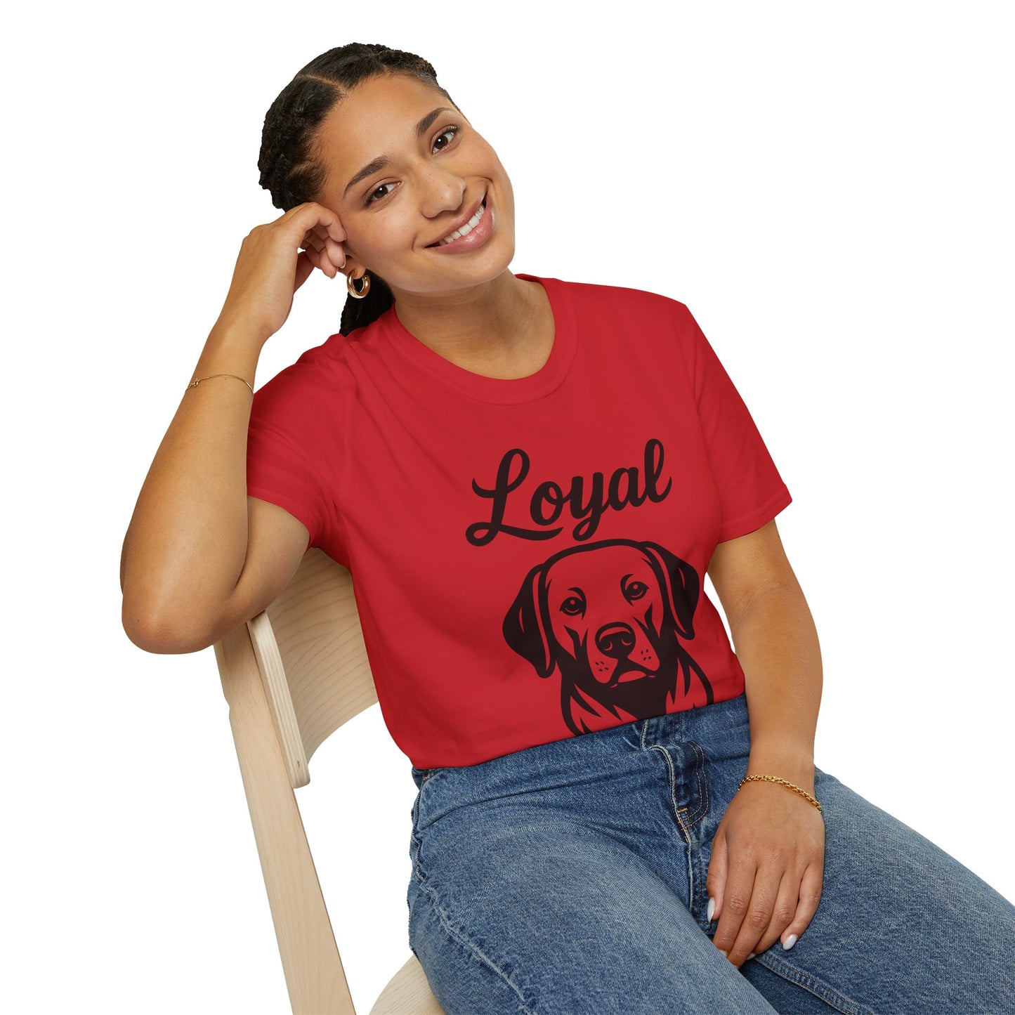Loyal Labrador Retriever T-Shirt – Black Line Art Dog Design for Lab Lovers, Rescue Apparel for Yellow, Black & Chocolate Lab Owners, Adult Unisex T-Shirt