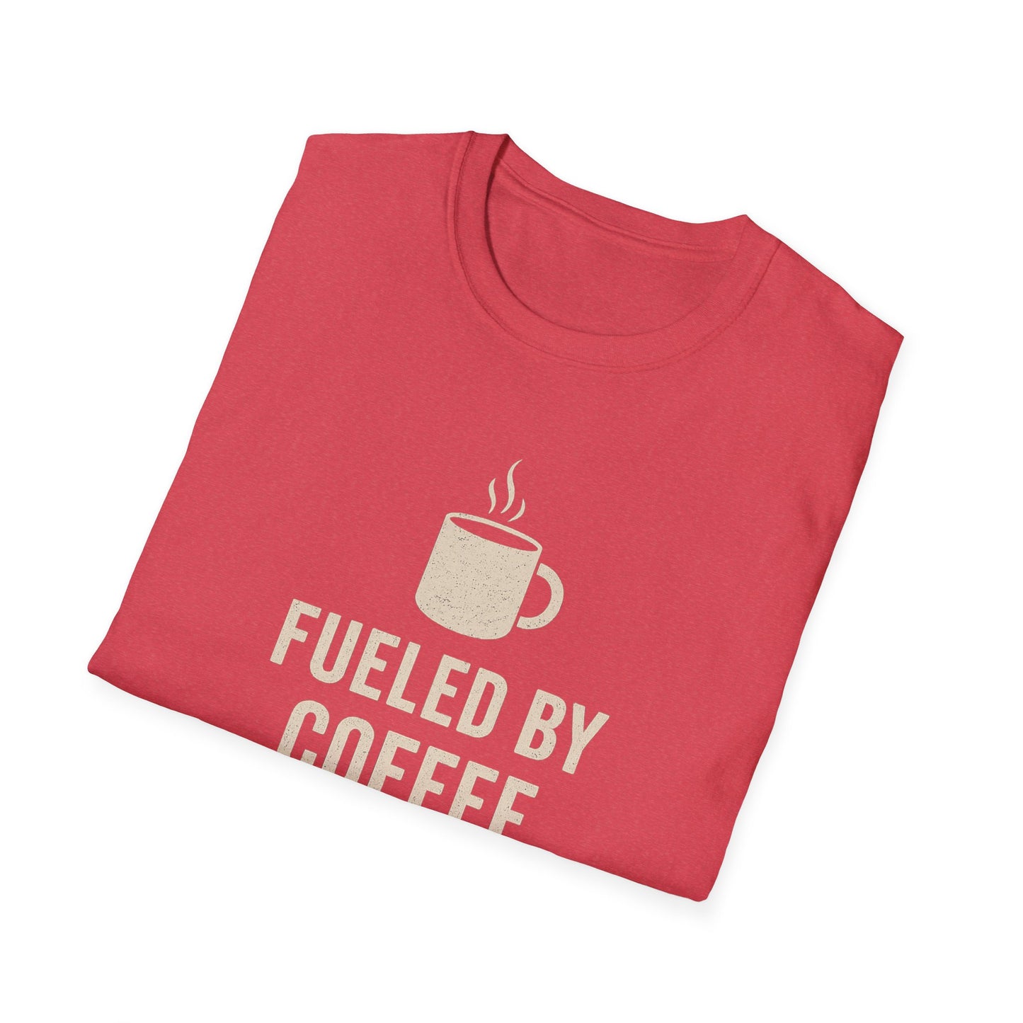 Fueled by Coffee and Dogs T-Shirt – Distressed Cream Graphic Tee for Dog Lovers, Charcoal Heather Unisex Fit adult