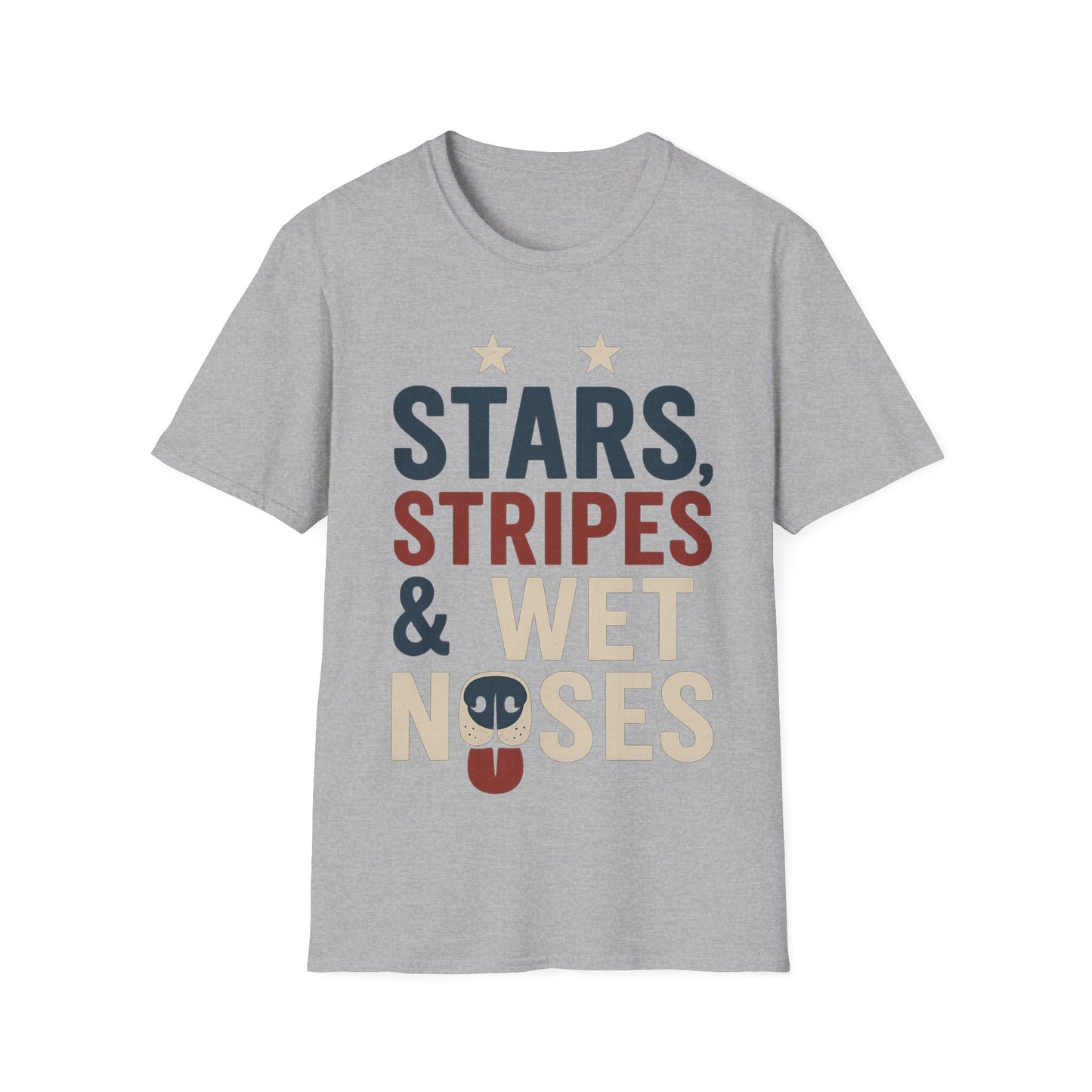 Stars Stripes and Wet Noses Patriotic Dog Shirt | Red White and Blue Rescue Tee | American Flag Dog Lover Shirt | Animal Adoption 4th of July T-Shirt | Multiple Design Options | Gildan 64000 Soft Cotton Unisex T-Shirt, Adult Unisex T-Shirt