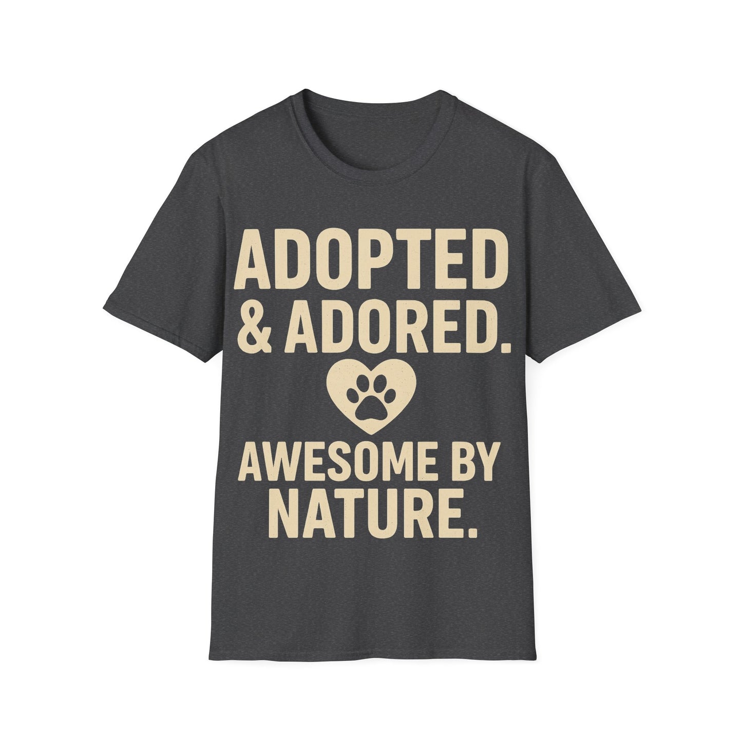 Adopted and Adored Awesome By Nature T-Shirt | Rescue Dog Shirt | Pet Adoption Gift | Dog Lover Vintage Style Tee | Olive Green Unisex, Adult Unisex T-Shirt