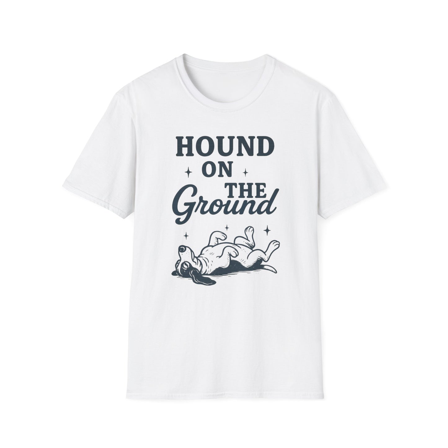 Hound on the Ground Funny Dog T-Shirt – Vintage Basset Hound Shirt for Dog Lovers, Rescue Pet Apparel, Gift for Animal Owners, Adult Unisex T-Shirt