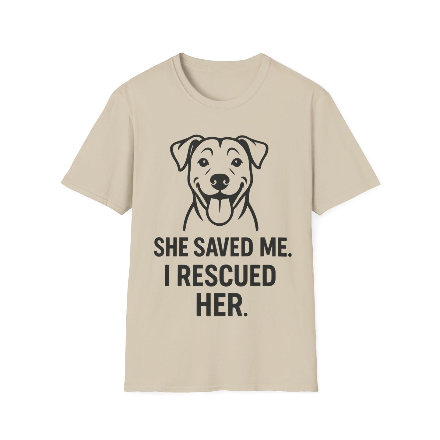 I Rescued Her, She Saved Me Shirt – Dog Rescue T-Shirt, Pet Adoption Gift, Animal Lover Tee, Unisex Fit, Adult Unisex T-Shirt