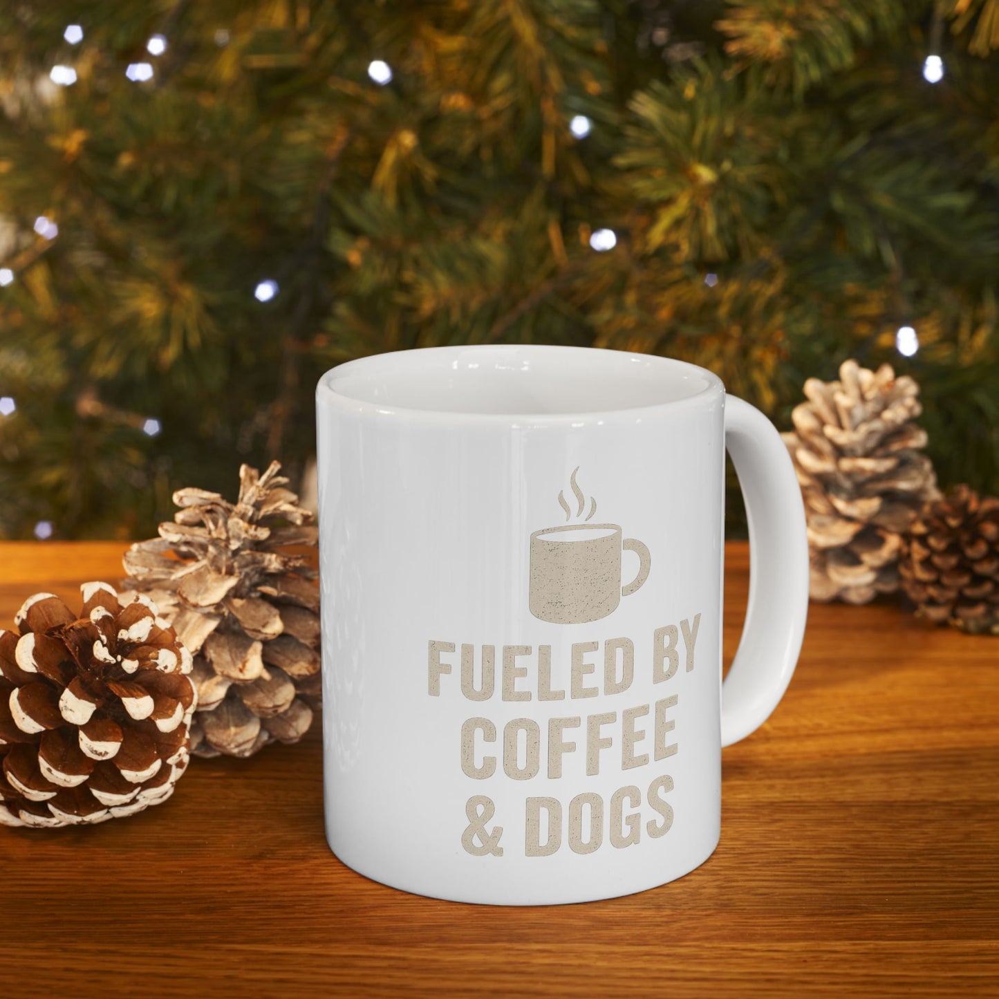 Fueled by Coffee and Dogs Coffee Mug - Gift for Coffee Lovers, Humor Mug for Birthdays, Home Office, Tea Drinkers, and Desk Decor