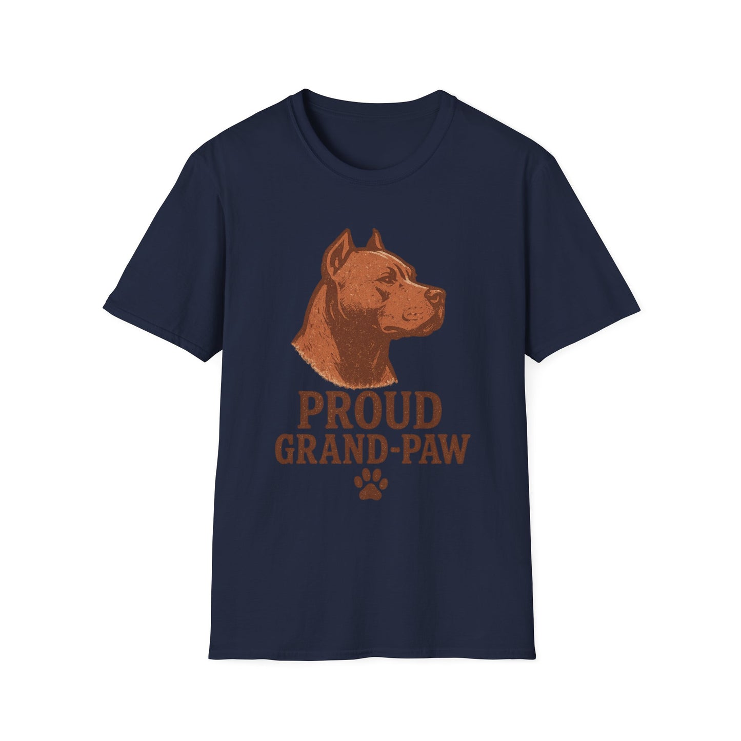 Proud Grand-Paw Pit Bull Vintage T-Shirt – Rustic Dog Grandpa Tee for Pitbull Lovers, Adult Unisex T-Shirt