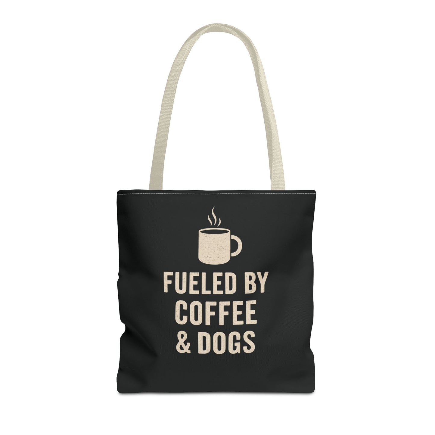 Fueled By Coffee & Dogs Tote Bag, Perfect for Dog Lovers, Everyday Use, Gift for Coffee Lovers, Eco-Friendly Shopping Bag, Stylish Animal Lover Tote, Adult Unisex T-Shirt