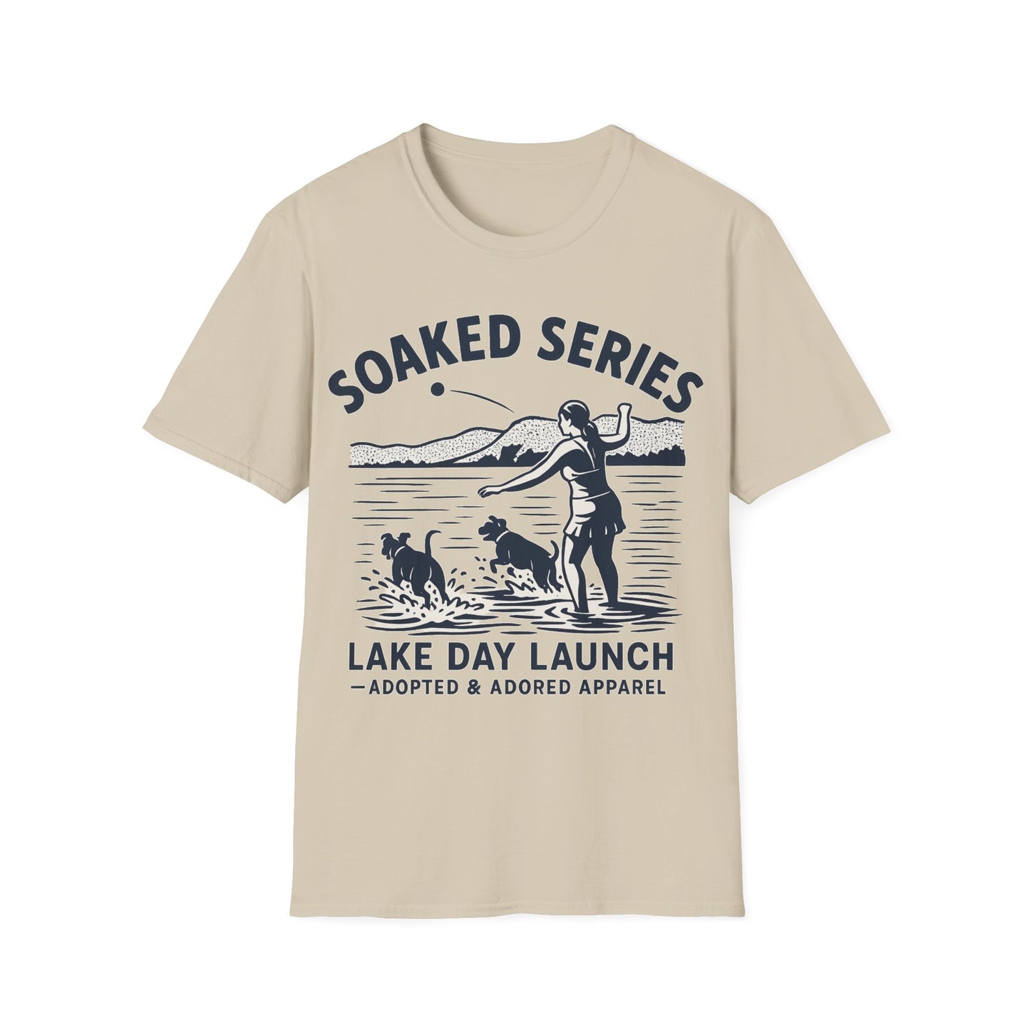 Soaked Series Lake Day Dog T-Shirt – Rescue Pitbulls at the Lake Graphic Tee – Adopted & Adored Apparel Unisex Summer T-Shirt, Adult Unisex T-Shirt
