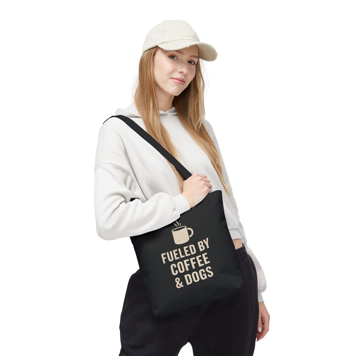 Fueled By Coffee & Dogs Tote Bag, Perfect for Dog Lovers, Everyday Use, Gift for Coffee Lovers, Eco-Friendly Shopping Bag, Stylish Animal Lover Tote, Adult Unisex T-Shirt