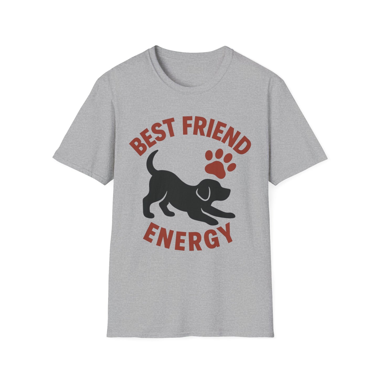 Best Friend Energy Dog T-Shirt | Playful Pup Graphic Tee | Adopted & Adored Apparel, Adult Unisex T-Shirt