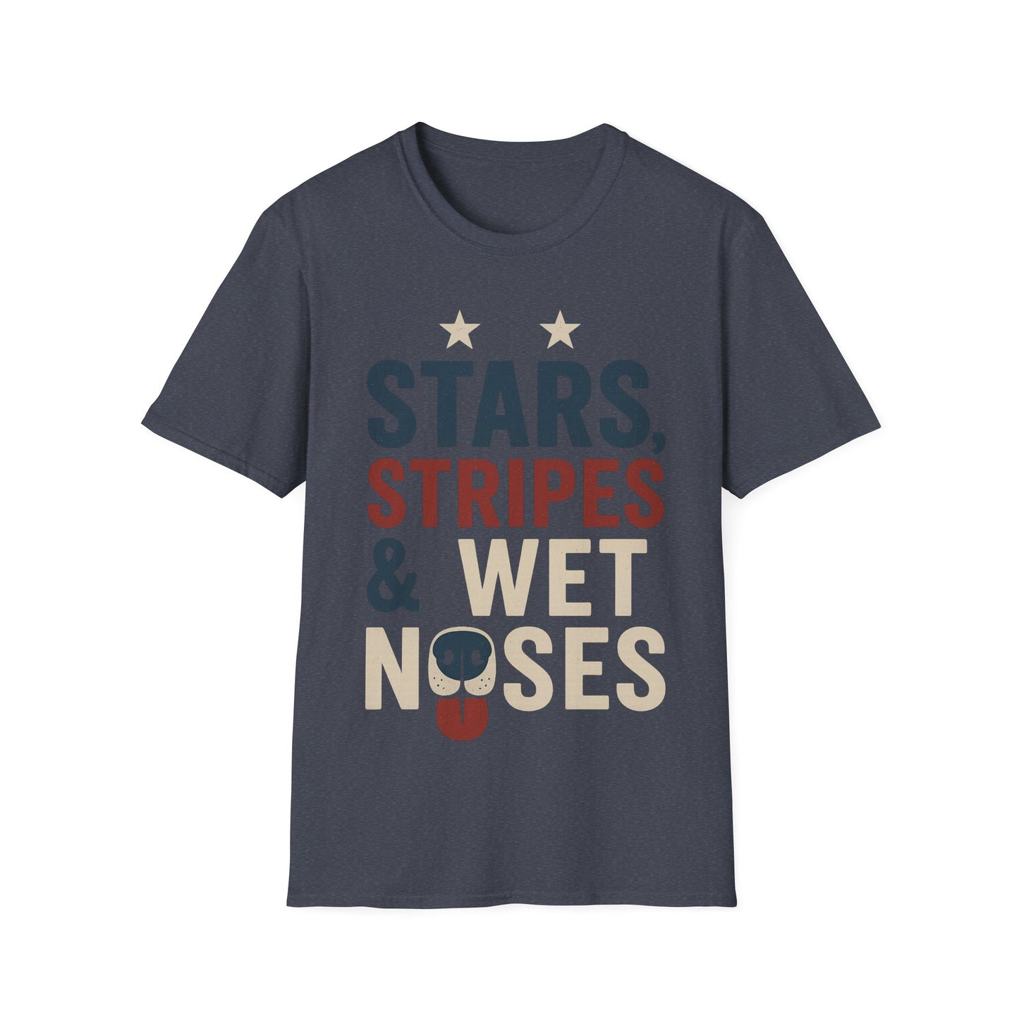 Stars Stripes and Wet Noses Patriotic Dog Shirt | Red White and Blue Rescue Tee | American Flag Dog Lover Shirt | Animal Adoption 4th of July T-Shirt | Multiple Design Options | Gildan 64000 Soft Cotton Unisex T-Shirt, Adult Unisex T-Shirt