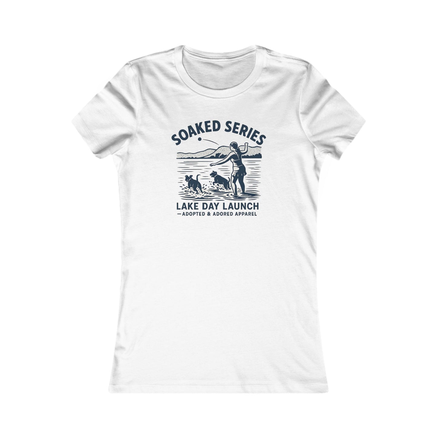 Lake Day Dog T-Shirt – Soaked Series Lake Day Launch – Women’s Rescue Dog Tee for Summer Adventures – Aqua Lake Shirt for Dog Moms – Adopted & Adored Apparel, Adult Unisex T-Shirt