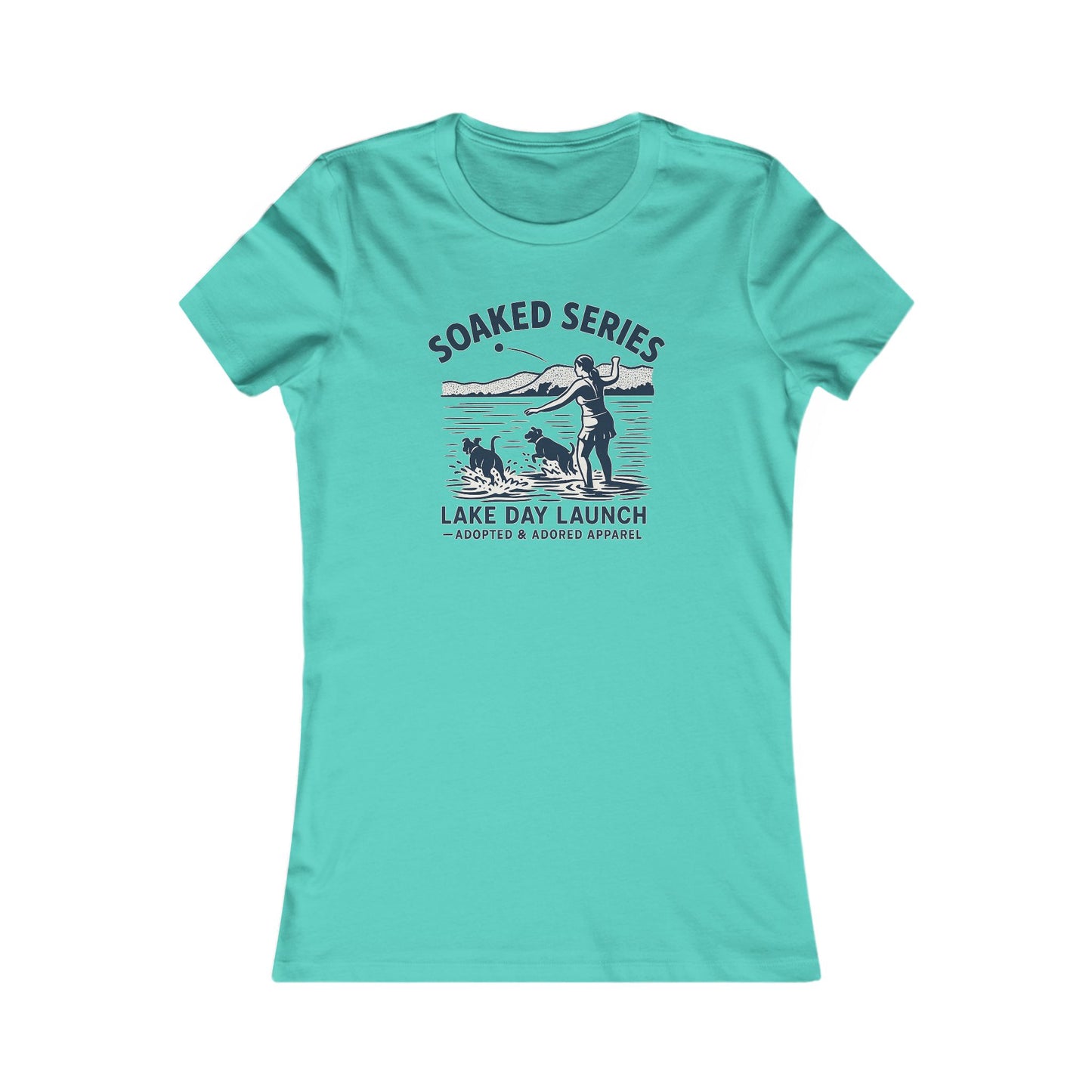 Lake Day Dog T-Shirt – Soaked Series Lake Day Launch – Women’s Rescue Dog Tee for Summer Adventures – Aqua Lake Shirt for Dog Moms – Adopted & Adored Apparel, Adult Unisex T-Shirt