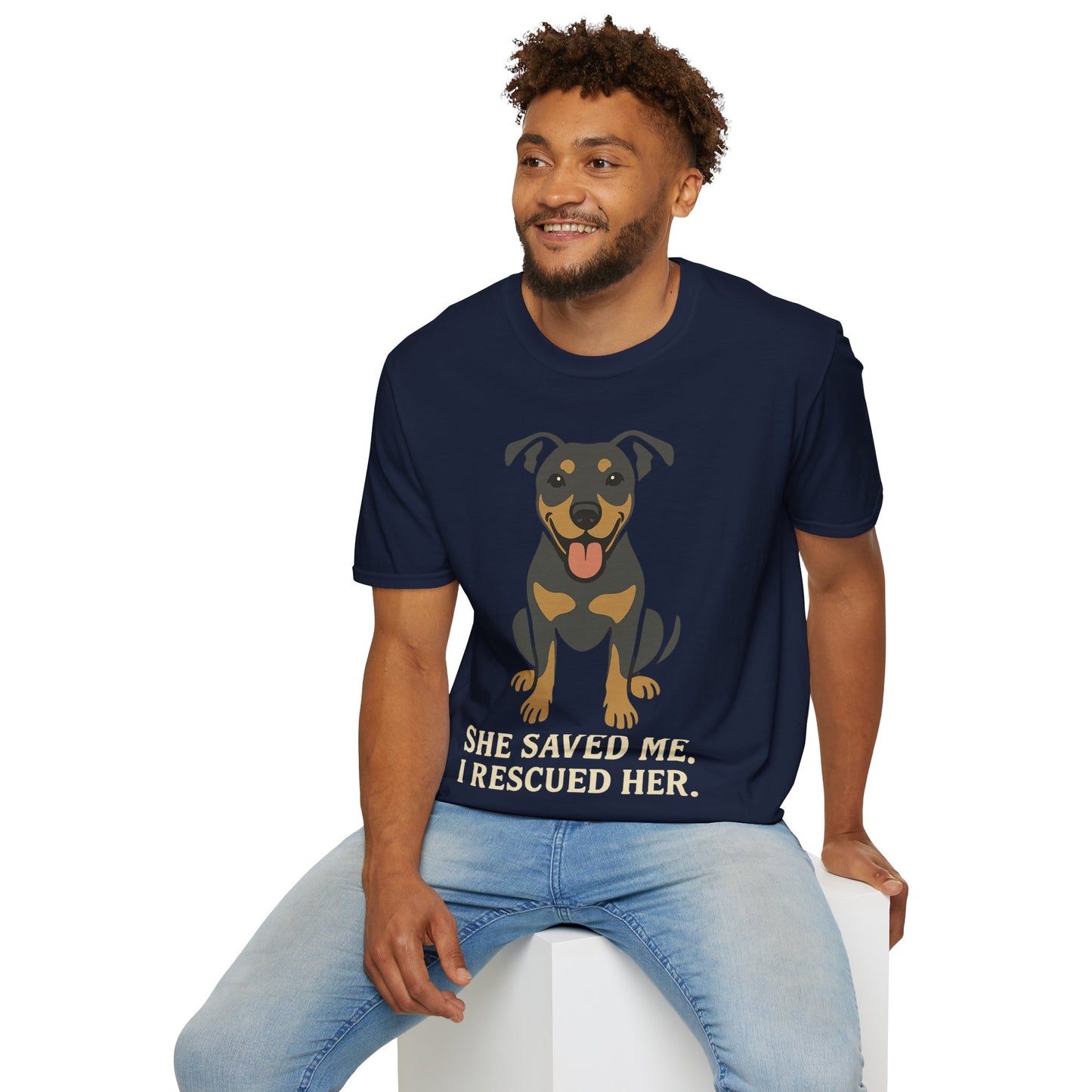 I Rescued Her, She Saved Me Shirt – Dog Rescue T-Shirt, Pet Adoption Gift, Animal Lover Tee, Unisex Fit, Adult Unisex T-Shirt