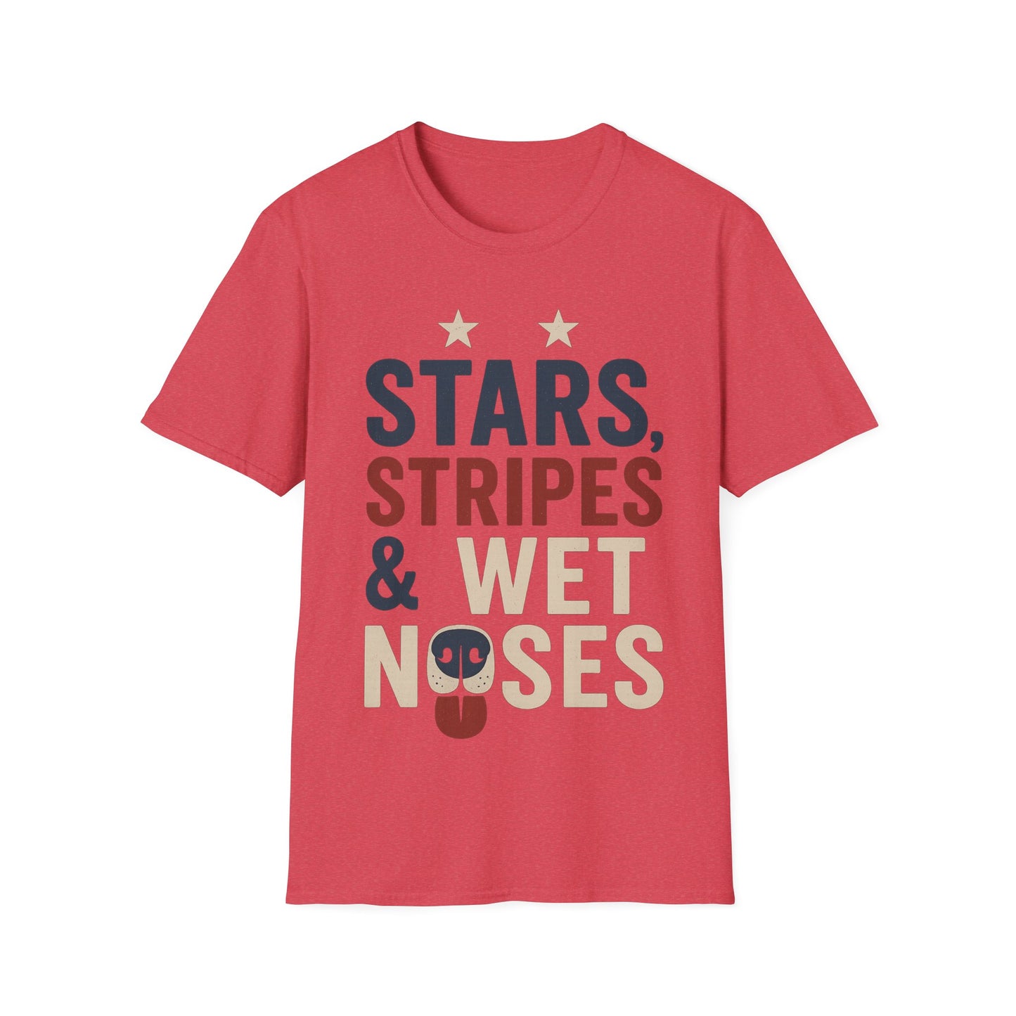 Stars Stripes and Wet Noses Patriotic Dog Shirt | Red White and Blue Rescue Tee | American Flag Dog Lover Shirt | Animal Adoption 4th of July T-Shirt | Multiple Design Options | Gildan 64000 Soft Cotton Unisex T-Shirt, Adult Unisex T-Shirt