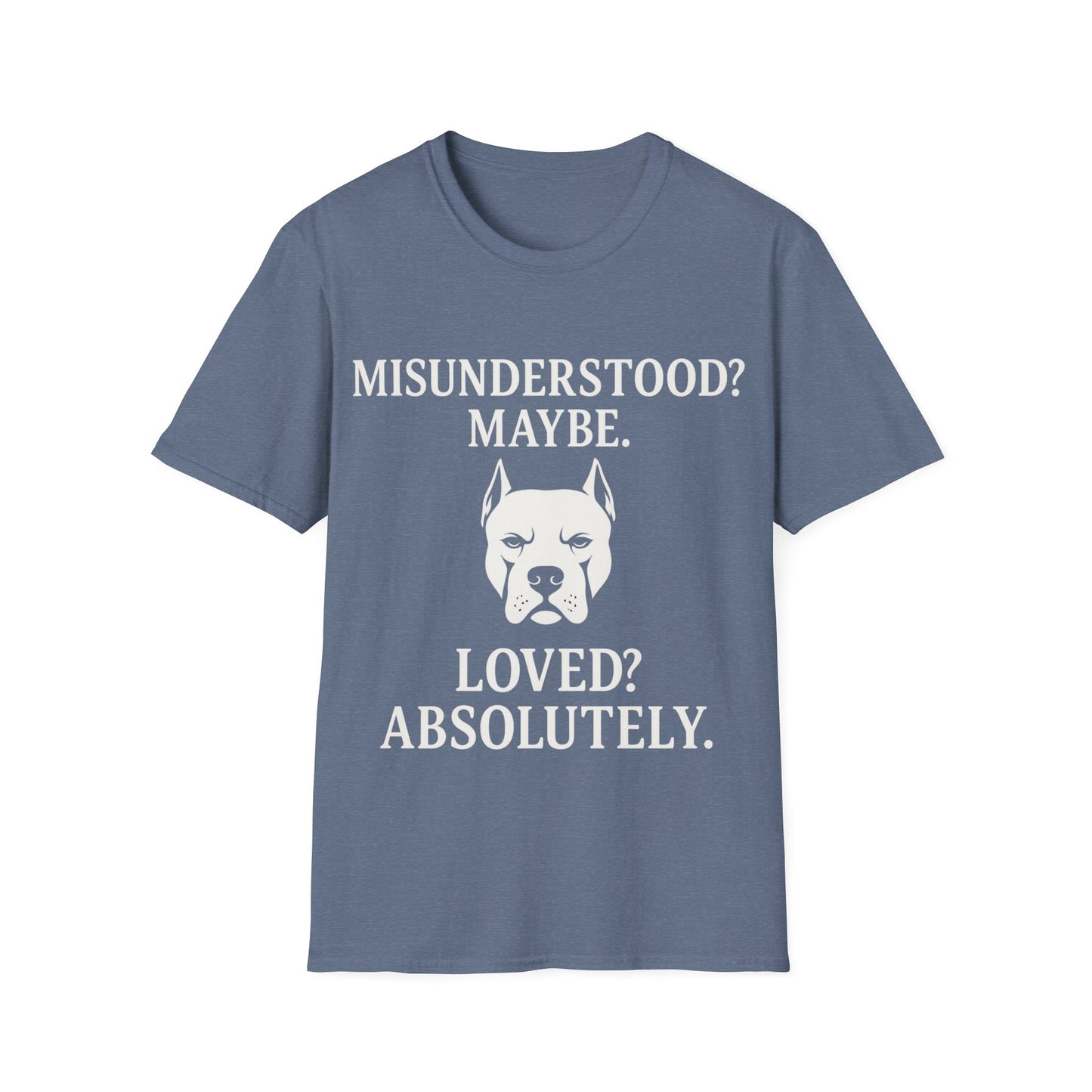 Misunderstood Pit Bull T-Shirt β Cropped Ear Dog Rescue Tee β White or Black Lettering β Adopt Donβt Shop Shirt β Pitbull Lover Gift, Adult Unisex T-Shirt