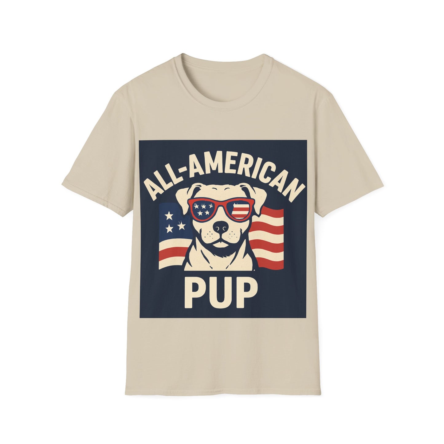 All-American Pup Shirt – Patriotic Dog T-Shirt, 4th of July Pet Lover Tee, Red White and Woof, Unisex Fit, Adult Unisex T-Shirt