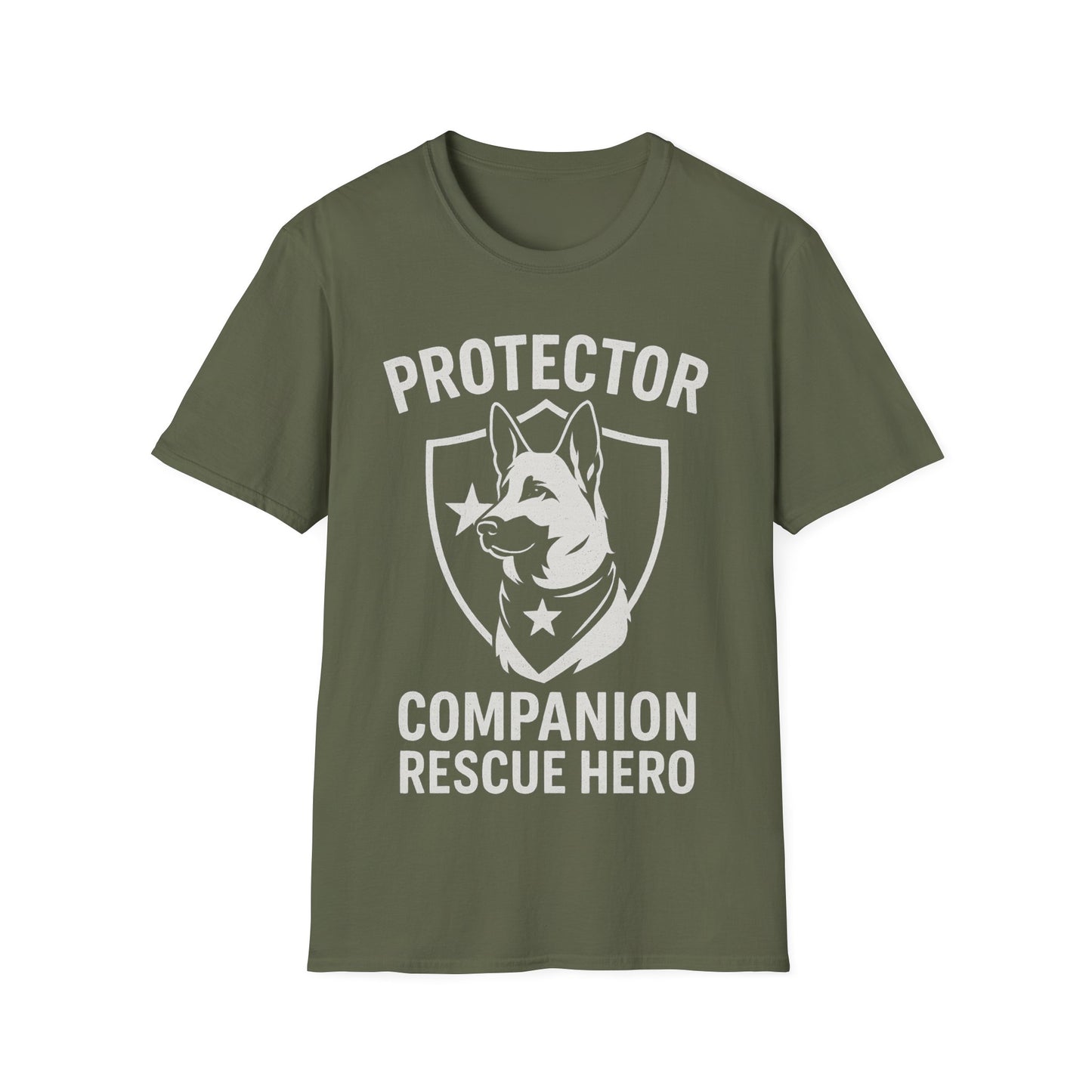 Protector Companion Rescue Hero Shirt – Patriotic Dog Lover T-Shirt – Dog Rescue USA Flag Inspired Tee – Military Style Dog Parent Gift – Adopted and Adored Apparel, Adult Unisex T-Shirt