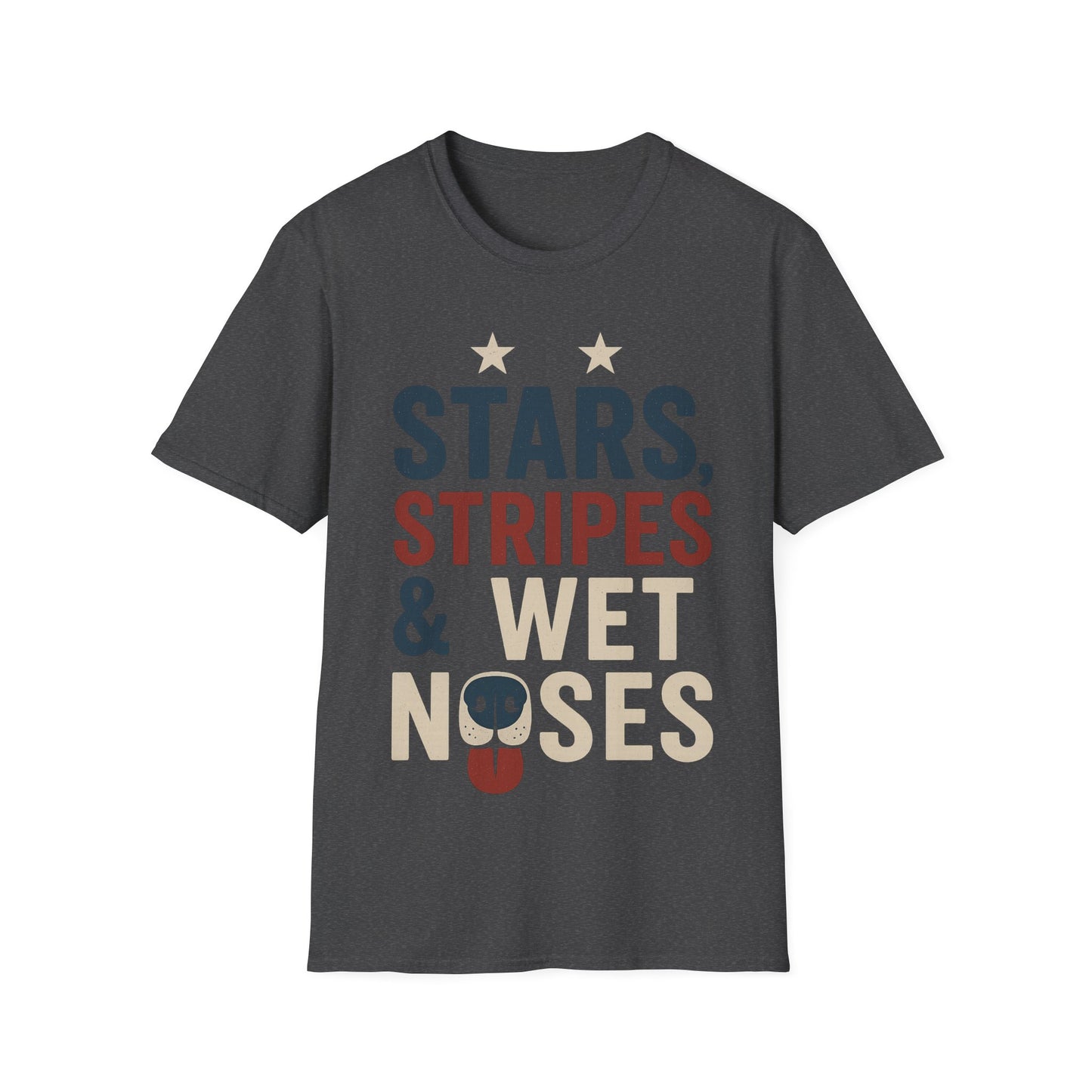 Stars Stripes and Wet Noses Patriotic Dog Shirt | Red White and Blue Rescue Tee | American Flag Dog Lover Shirt | Animal Adoption 4th of July T-Shirt | Multiple Design Options | Gildan 64000 Soft Cotton Unisex T-Shirt, Adult Unisex T-Shirt