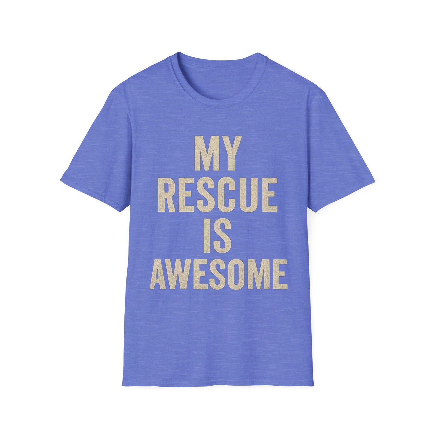 My Rescue Is Awesome T-Shirt – Minimal Distressed Dog Rescue Shirt in Cream Text on Dark Colors unisex adult