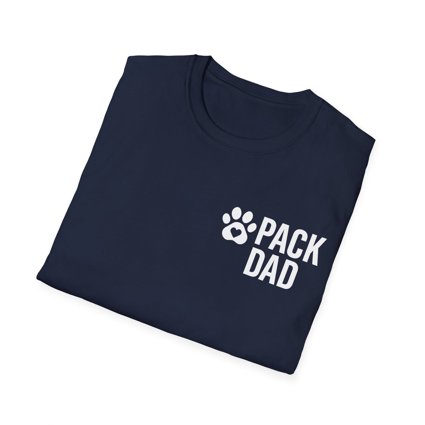 Pack Dad T-Shirt – Dog Dad Rescue Tee with Back & Chest Print – Matching Family Dog T-Shirt – Adopted and Adored Apparel, Adult Unisex T-Shirt