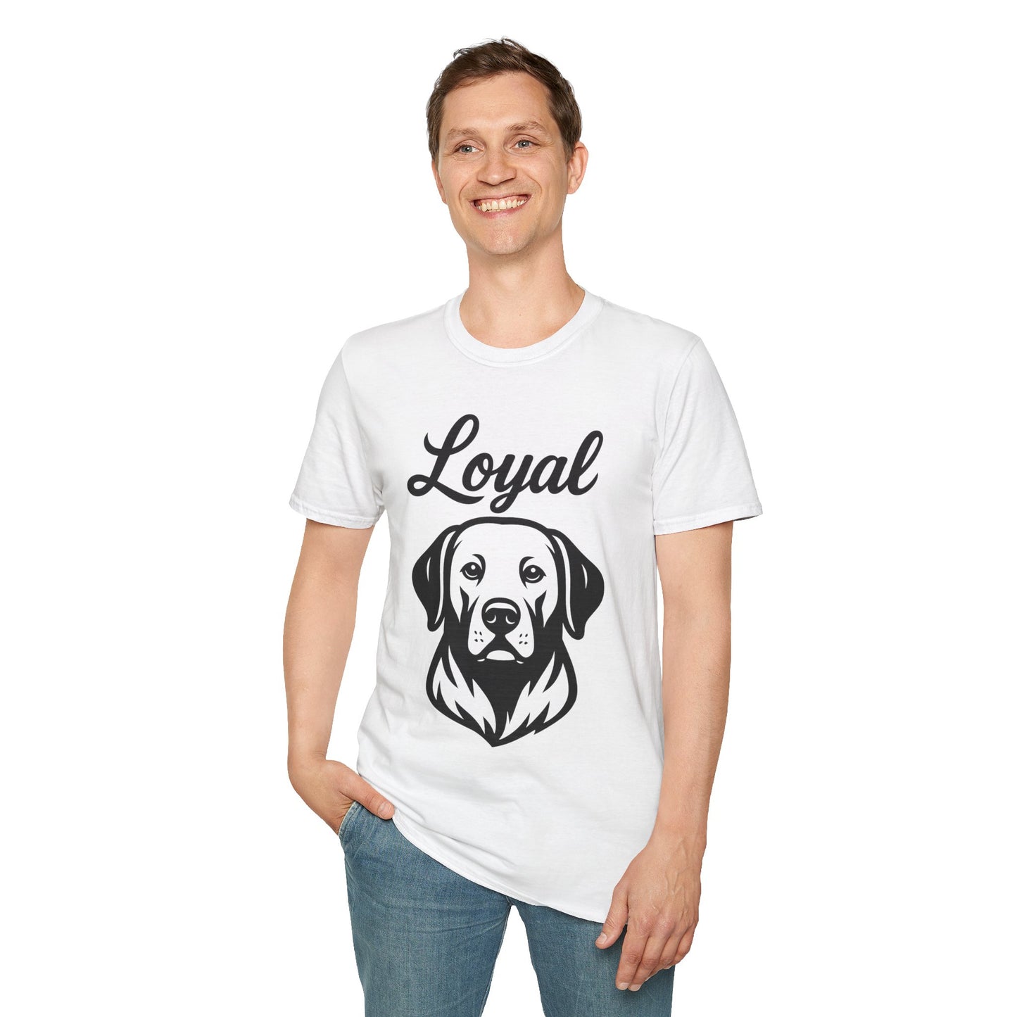 Loyal Labrador Retriever T-Shirt – Black Line Art Dog Design for Lab Lovers, Rescue Apparel for Yellow, Black & Chocolate Lab Owners, Adult Unisex T-Shirt