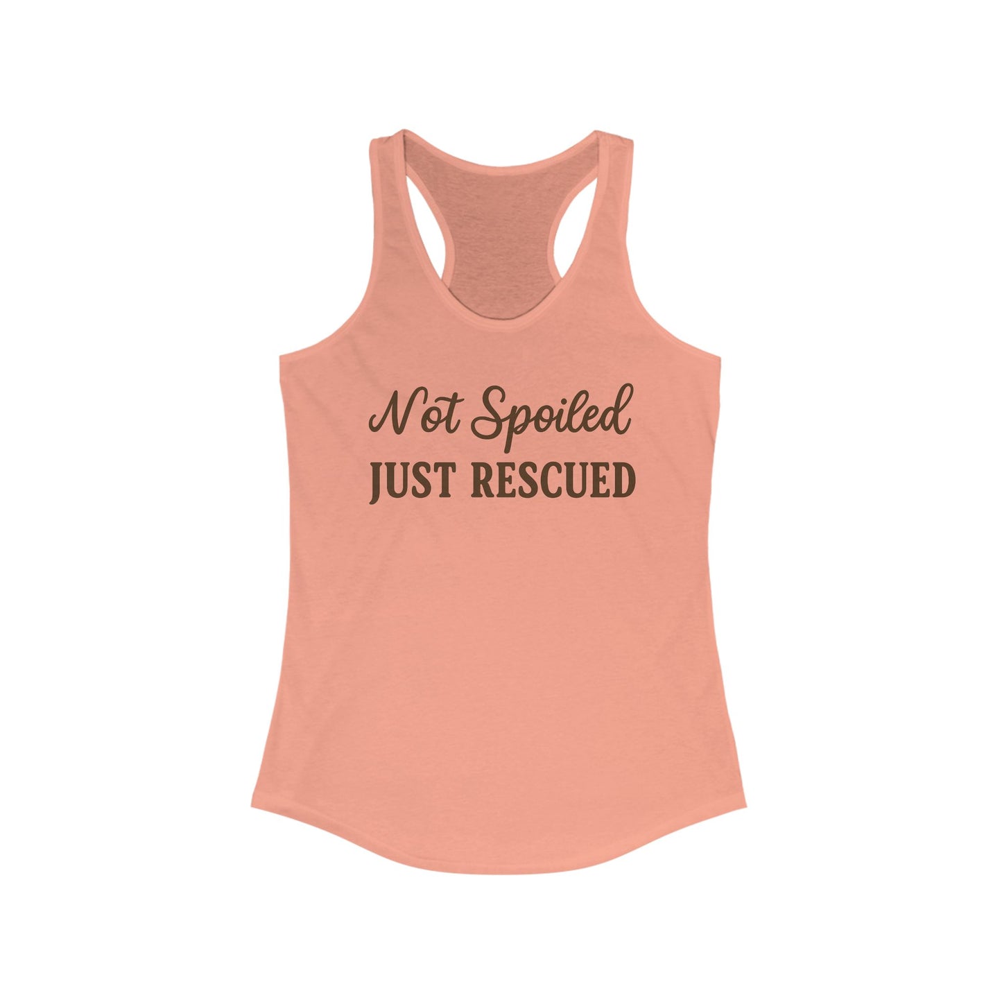 Not Spoiled Just Rescued Racerback Tank, Cute Animal Lover Top, Dog Mom Gift, Summer Workout Shirt, Eco-Friendly Fashion, Adult Unisex T-Shirt