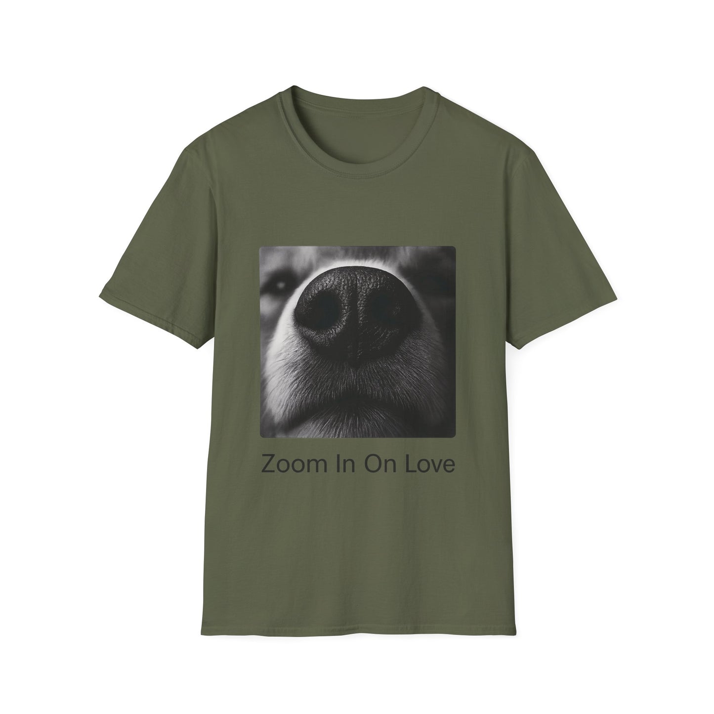 Zoom In On Love – Funny Dog Nose Close-Up T-Shirt for Pet Lovers | Adopted & Adored Apparel, Adult Unisex T-Shirt