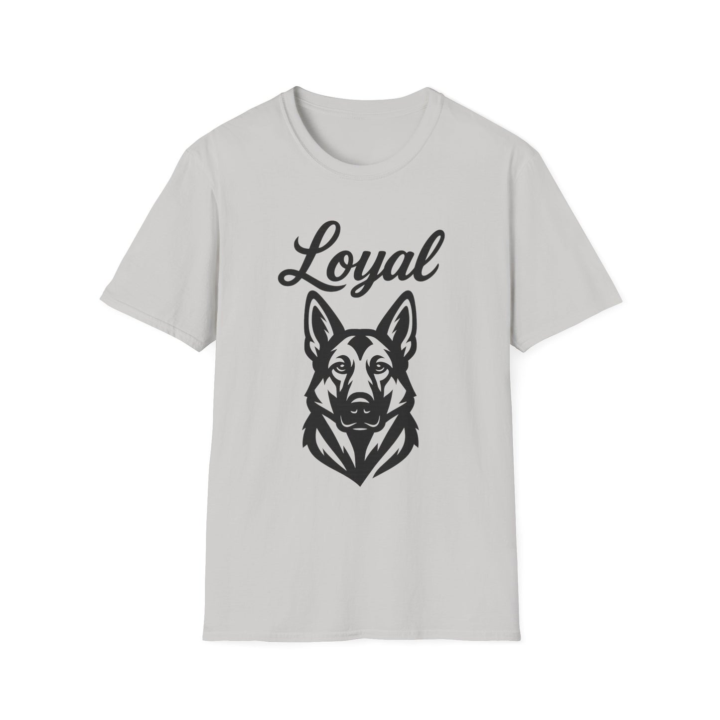 Loyal German Shepherd T-Shirt – Bold Black Line Art Dog Design for GSD Lovers, Rescue-Friendly Apparel, Adult Unisex T-Shirt