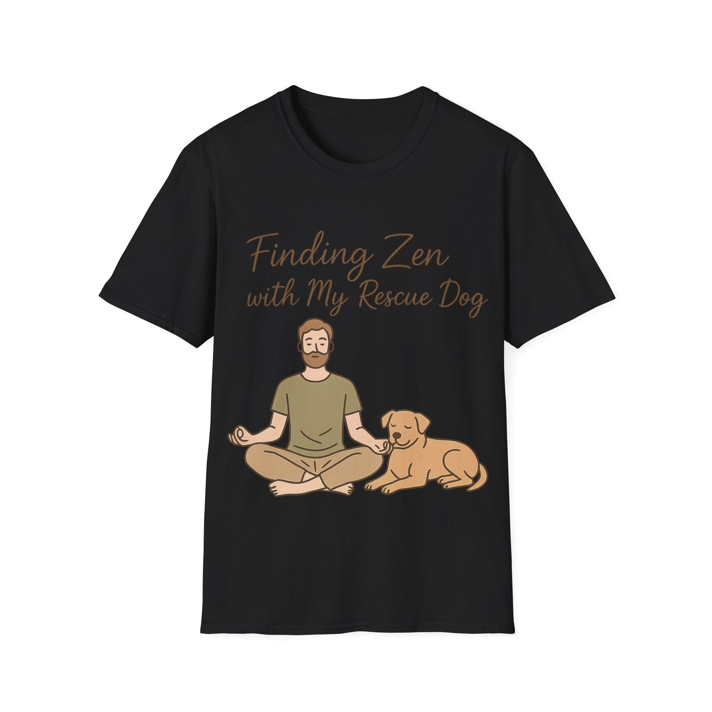 Finding Zen with My Rescue Dog – Rescue Dog Mental Health Shirt for Men | Earth Tone Calm Tee | Pet Lover Gift, Adult Unisex T-Shirt