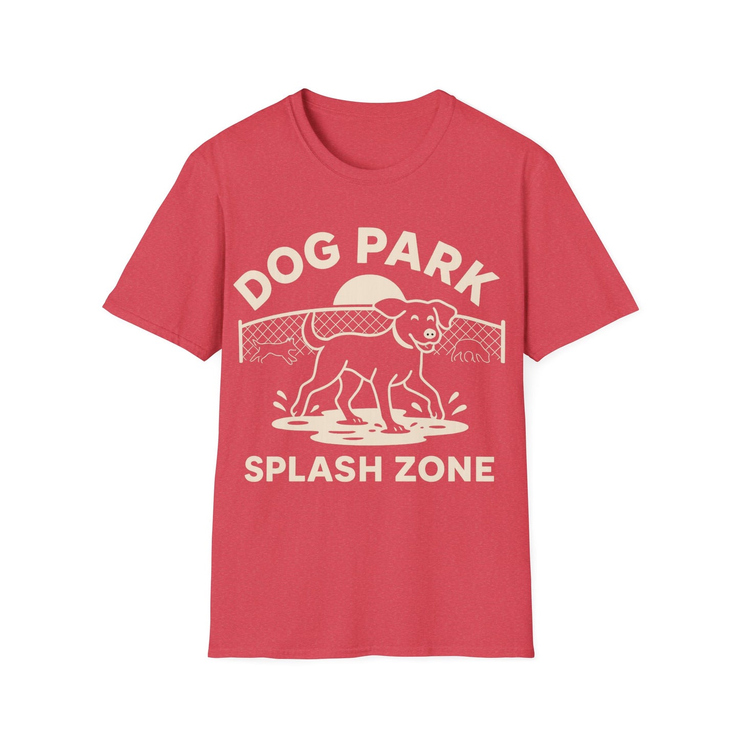 Dog Lover T-Shirt – Funny Dog Park Splash Zone T-Shirt with Wet Dog Puddle Design | Cream Ink Print, Adult Unisex T-Shirt