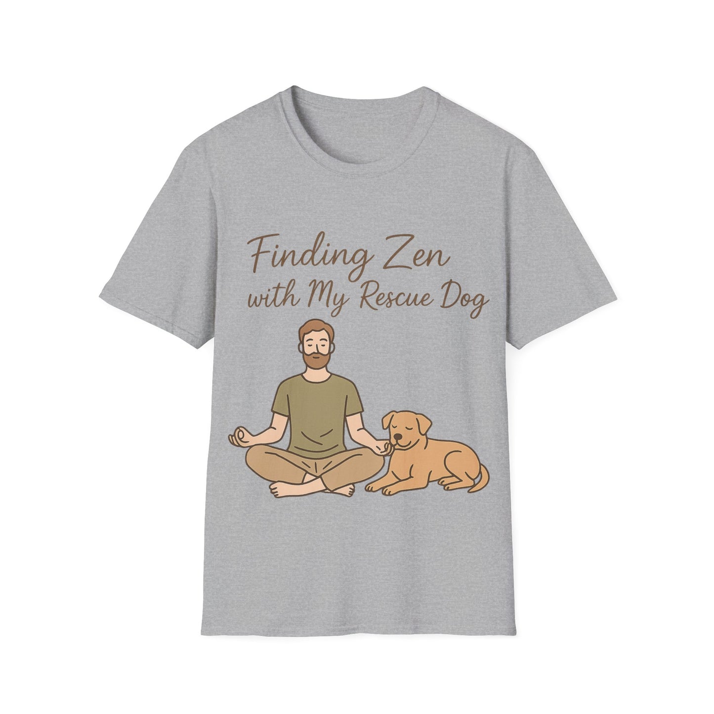 Finding Zen with My Rescue Dog – Rescue Dog Mental Health Shirt for Men | Earth Tone Calm Tee | Pet Lover Gift, Adult Unisex T-Shirt