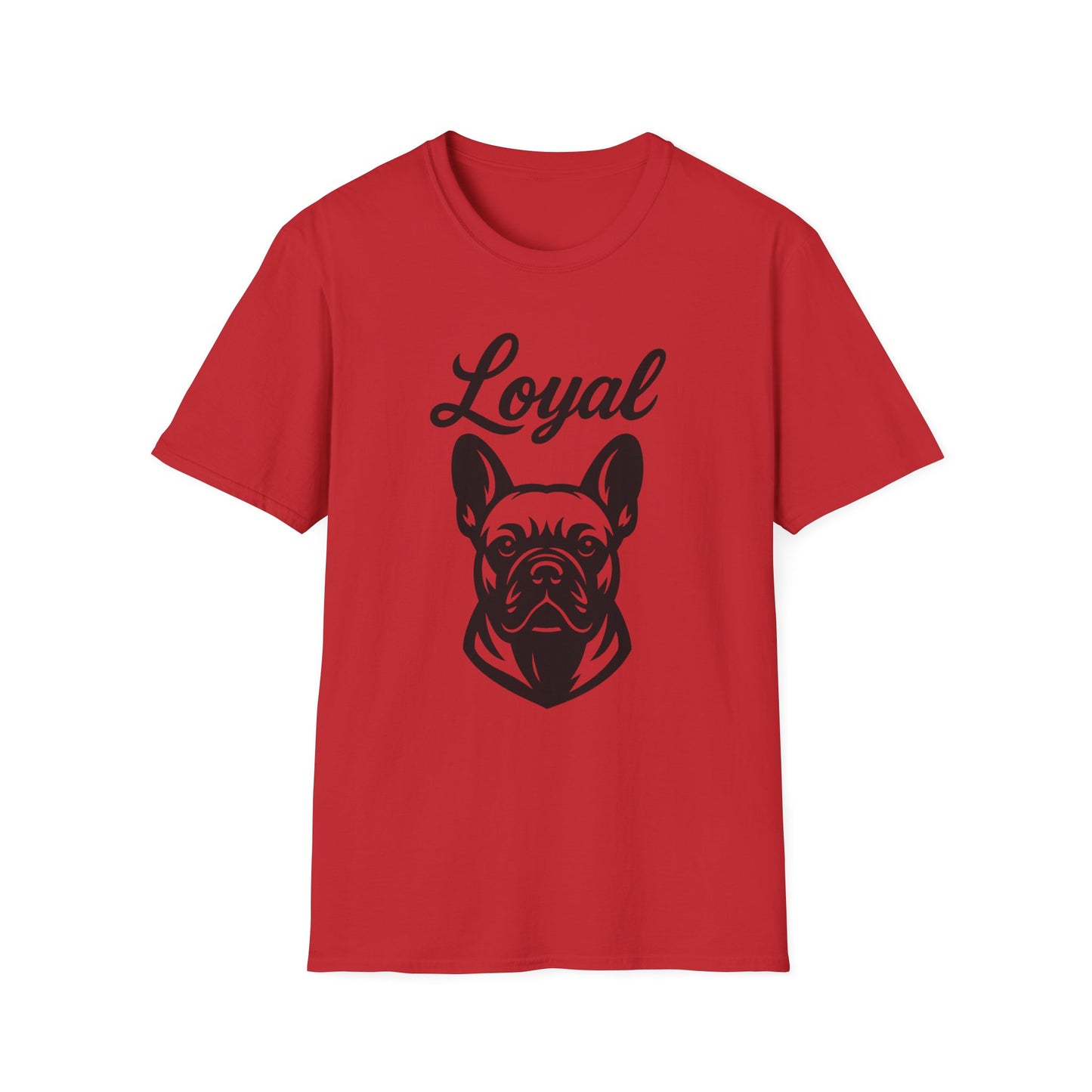 Loyal French Bulldog T-Shirt – Bold Black Line Art Dog Design for Frenchie Lovers, Rescue Support Tee, Adult Unisex T-Shirt