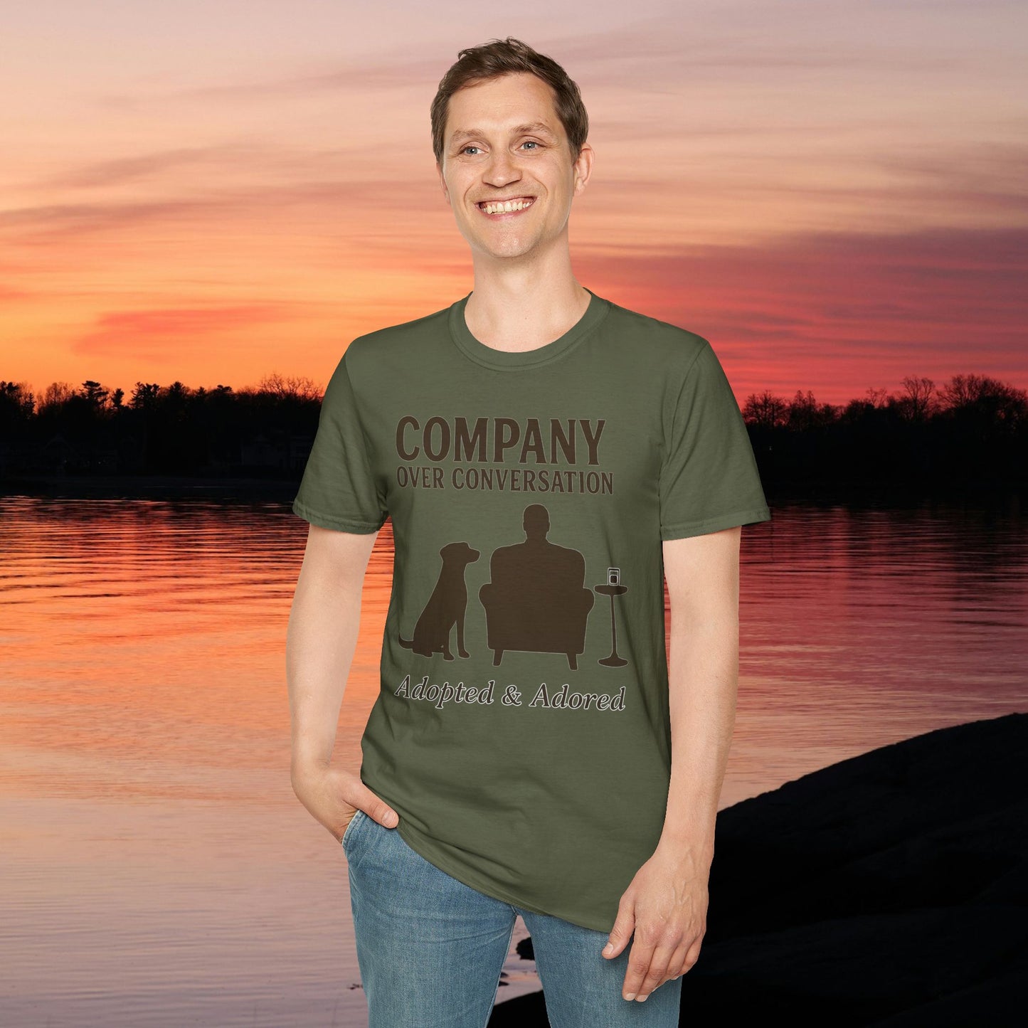 Company Over Conversation T-Shirt, Pet Lover Gift, Dog Adoption Shirt, Unisex Soft Tee, Funny Dog Lover Apparel, Adult Unisex T-Shirt