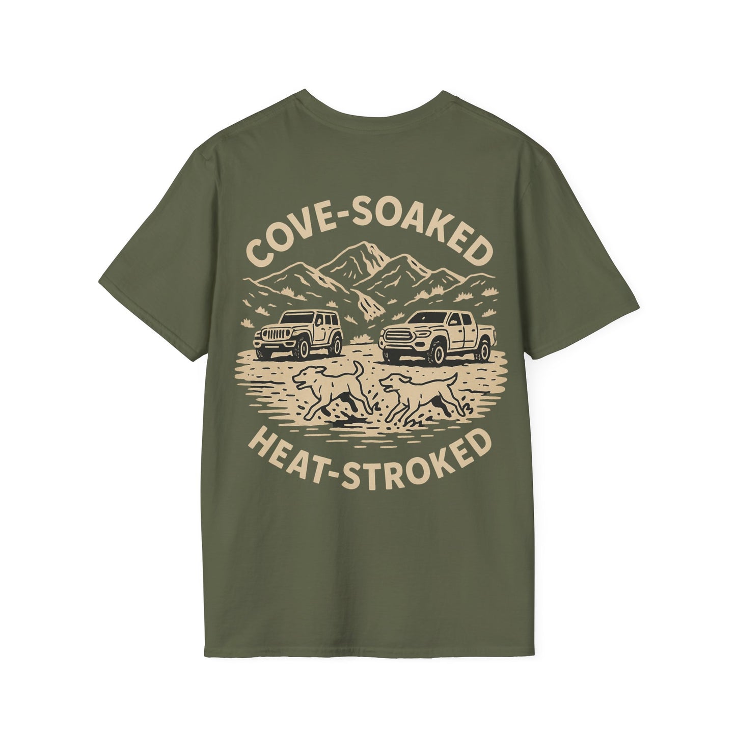 Cove-Soaked Heat-Stroked T-Shirt – Dog Rescue Off-Road T-Shirt for Lake Days & 4x4 Lovers, Adult Unisex T-Shirt