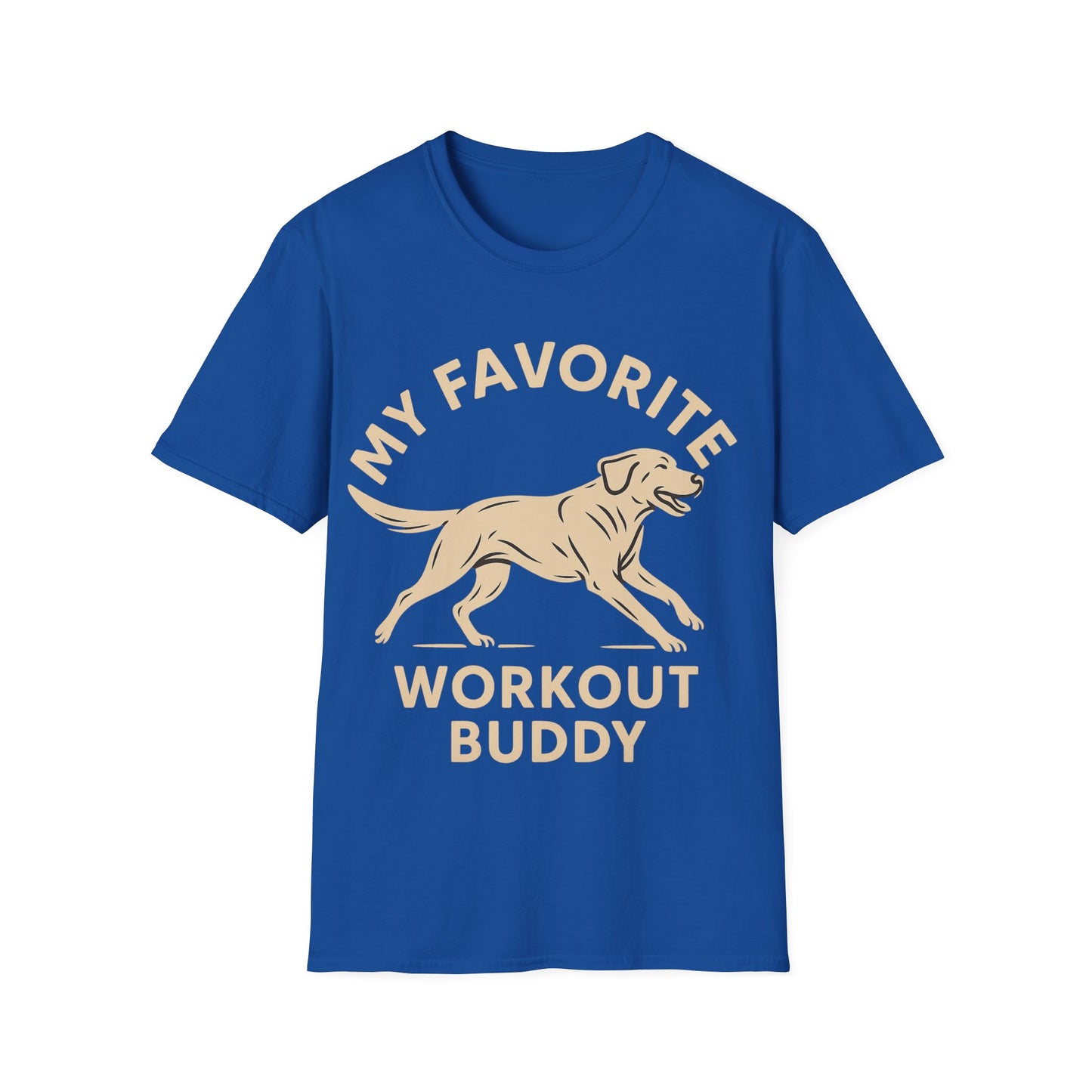 My Favorite Workout Buddy T-Shirt – Athletic Labrador Dog Graphic Tee – Dog Lover Fitness Shirt – Rescue Dog Gift – Workout With My Dog Tee – Adopted and Adored Apparel, Adult Unisex T-Shirt