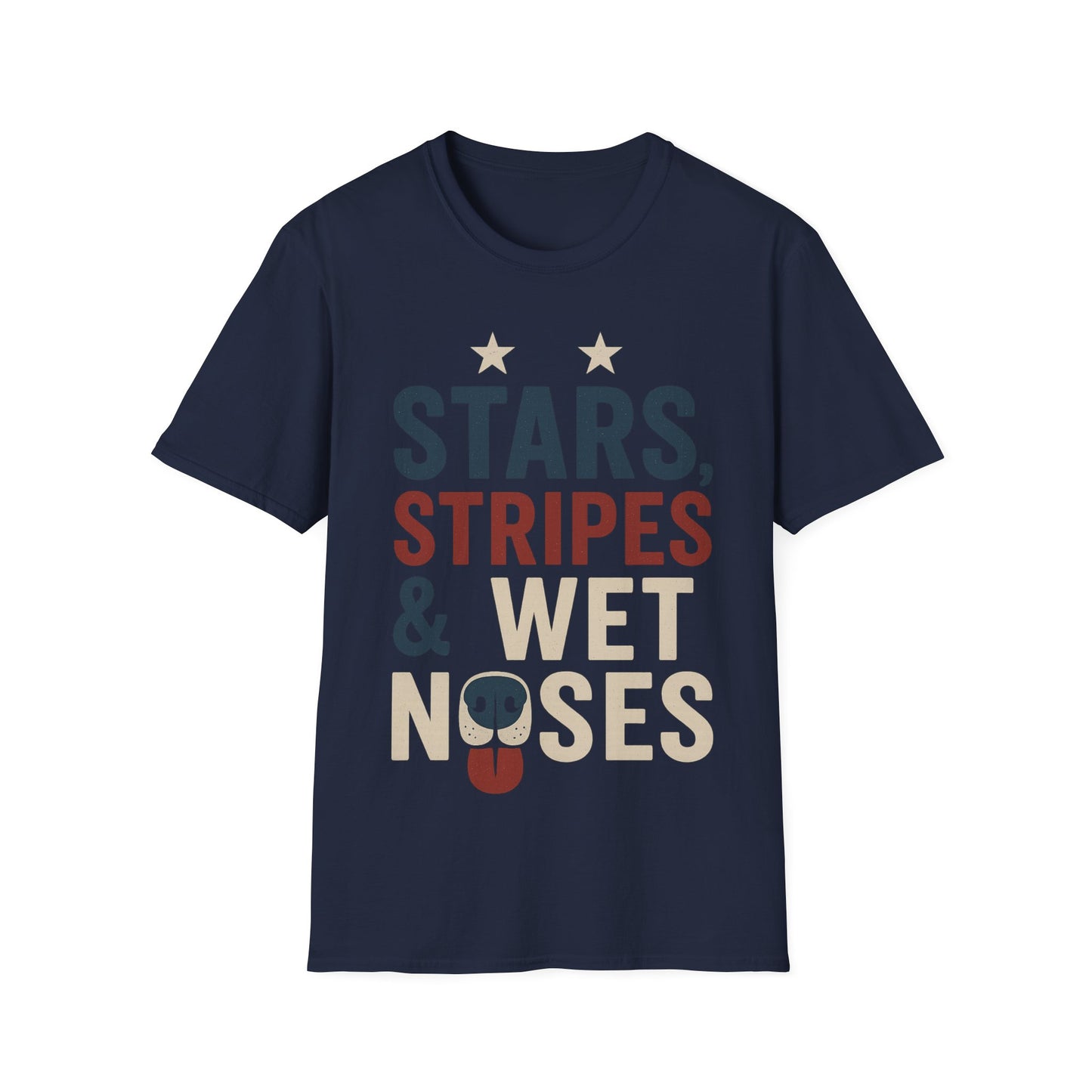 Stars Stripes and Wet Noses Patriotic Dog Shirt | Red White and Blue Rescue Tee | American Flag Dog Lover Shirt | Animal Adoption 4th of July T-Shirt | Multiple Design Options | Gildan 64000 Soft Cotton Unisex T-Shirt, Adult Unisex T-Shirt