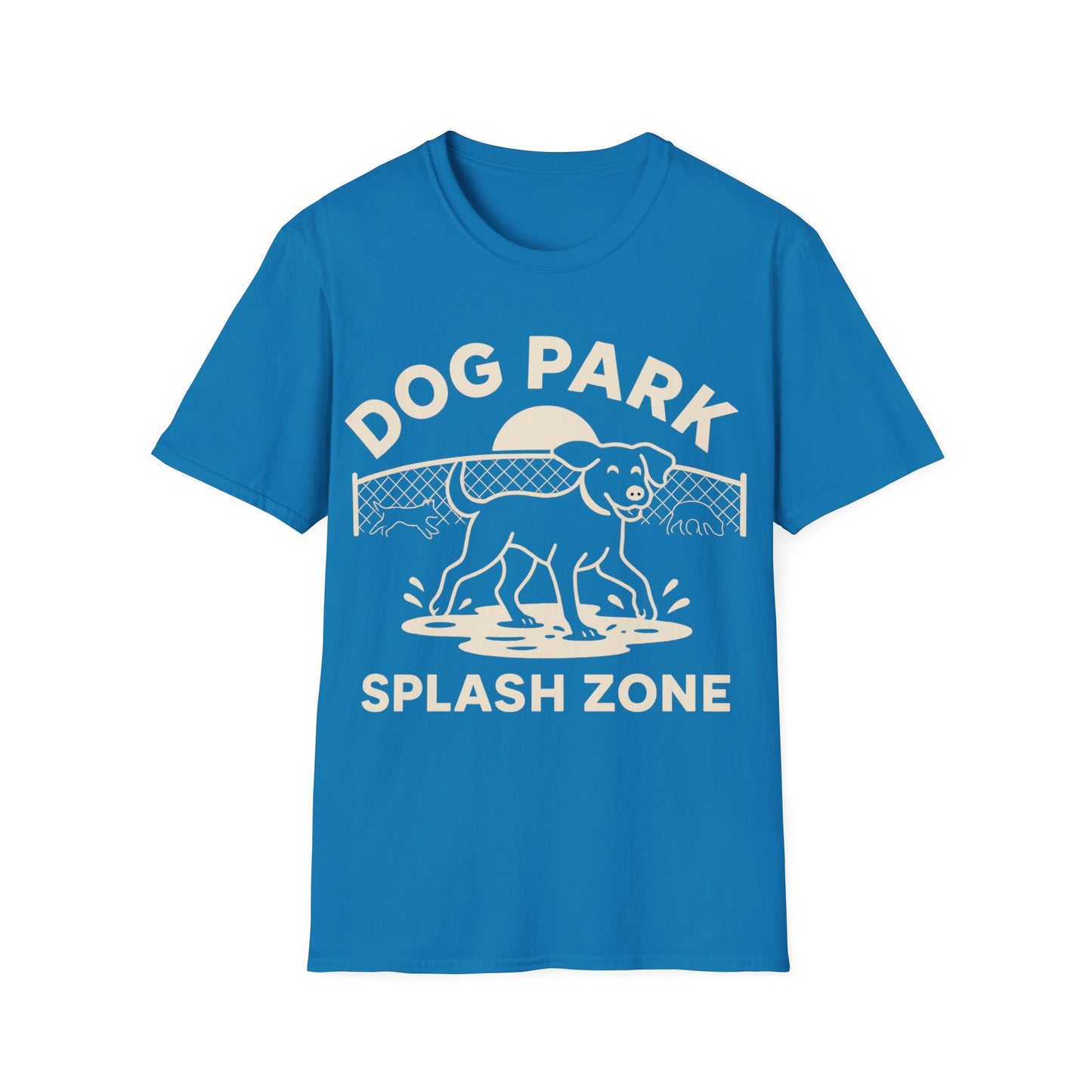 Dog Lover T-Shirt – Funny Dog Park Splash Zone T-Shirt with Wet Dog Puddle Design | Cream Ink Print, Adult Unisex T-Shirt