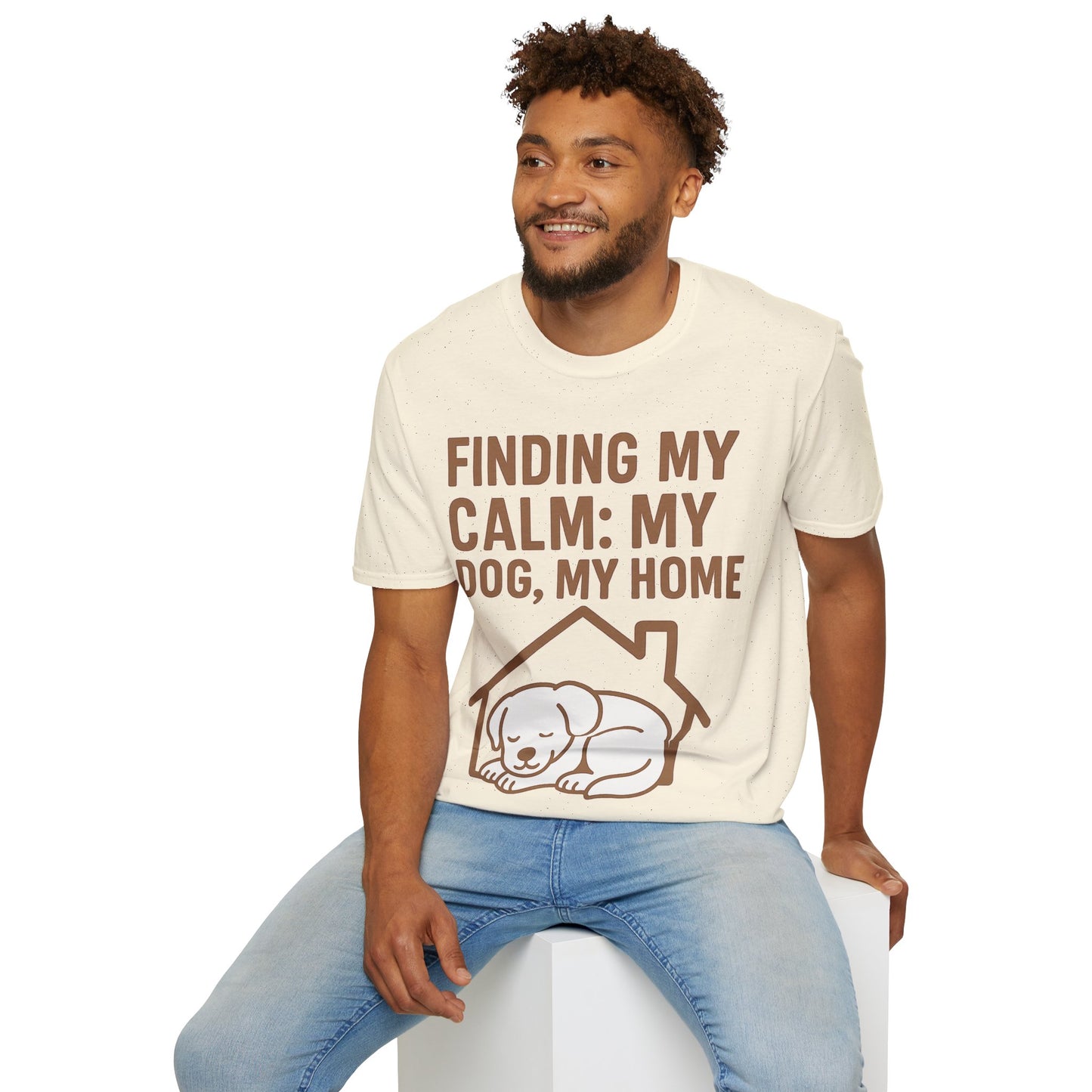 Finding My Calm My Dog My Home T-Shirt | Dog Lover Mental Health Shirt | Adopted Dog Calmness Tee | Rescue Dog Support Shirt | Animal Rescue Apparel | Therapy Dog Inspired Tee | Unisex Gildan 64000 Soft Cotton T-Shirt, Adult Unisex T-Shirt