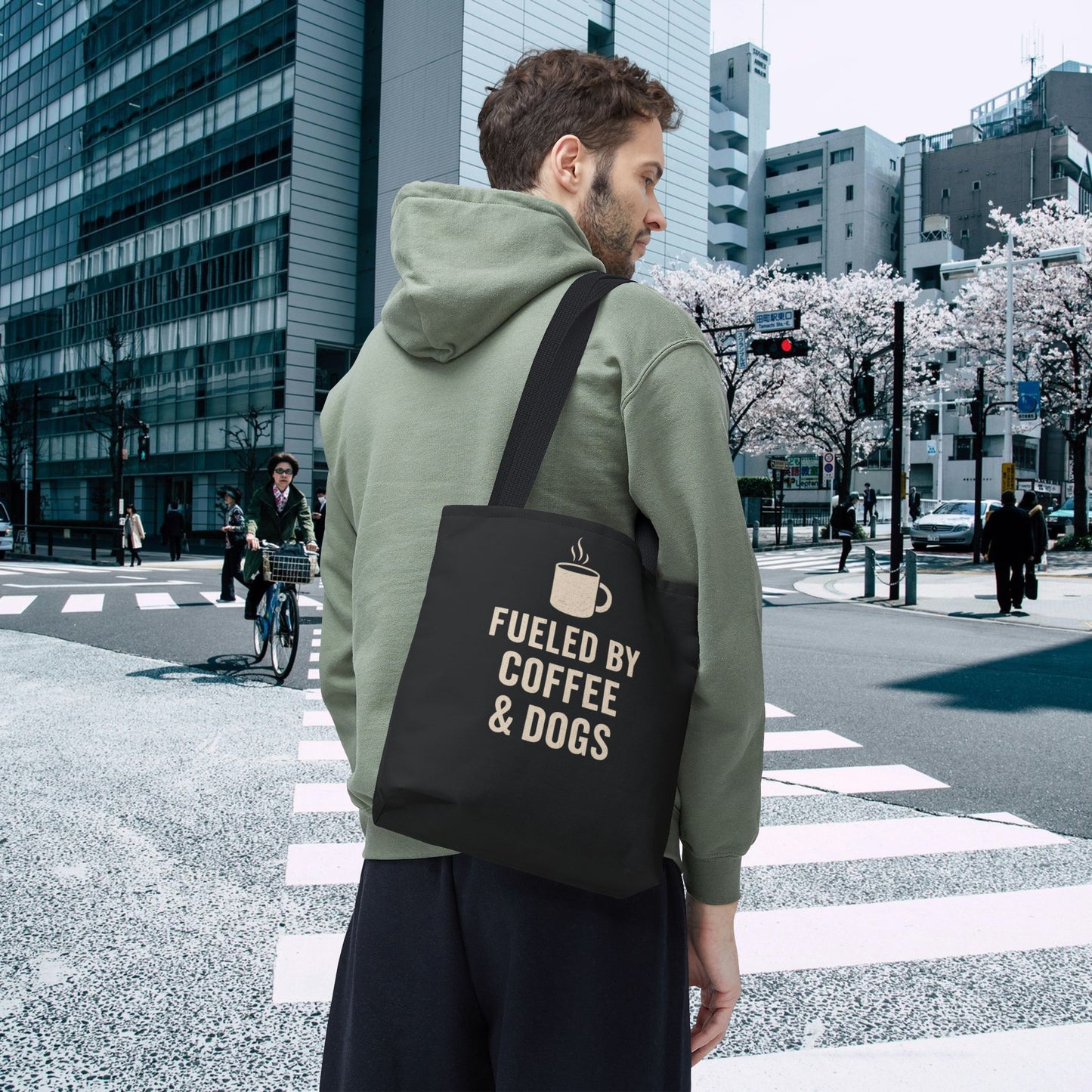 Fueled By Coffee & Dogs Tote Bag, Perfect for Dog Lovers, Everyday Use, Gift for Coffee Lovers, Eco-Friendly Shopping Bag, Stylish Animal Lover Tote, Adult Unisex T-Shirt