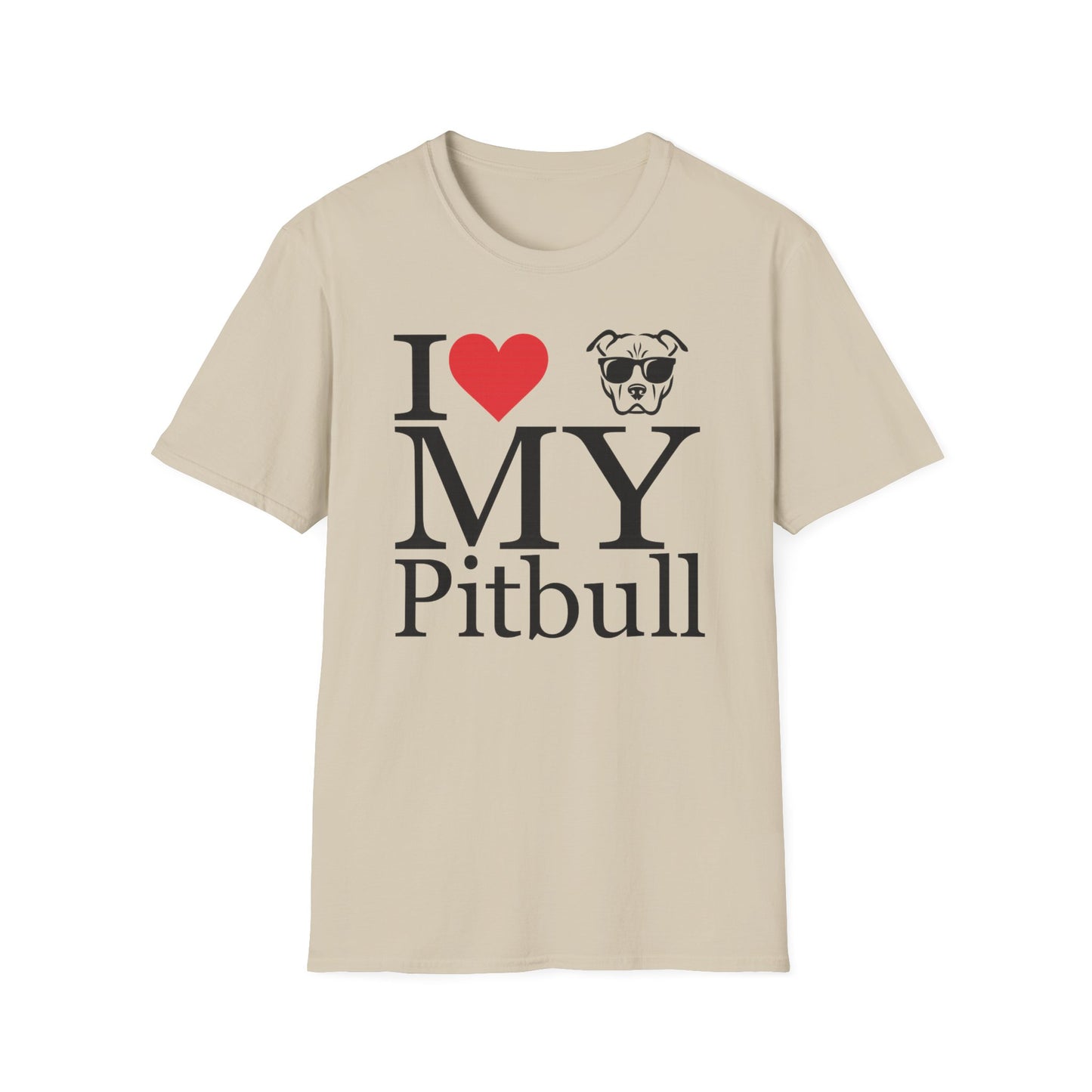 I Love My Pitbull T-Shirt – Cute Rescue Dog Lover Tee with Heart and Pitbull Face Graphic – Unisex Pet Adoption Gift for Proud Pit Bull Owners, Adult Unisex T-Shirt