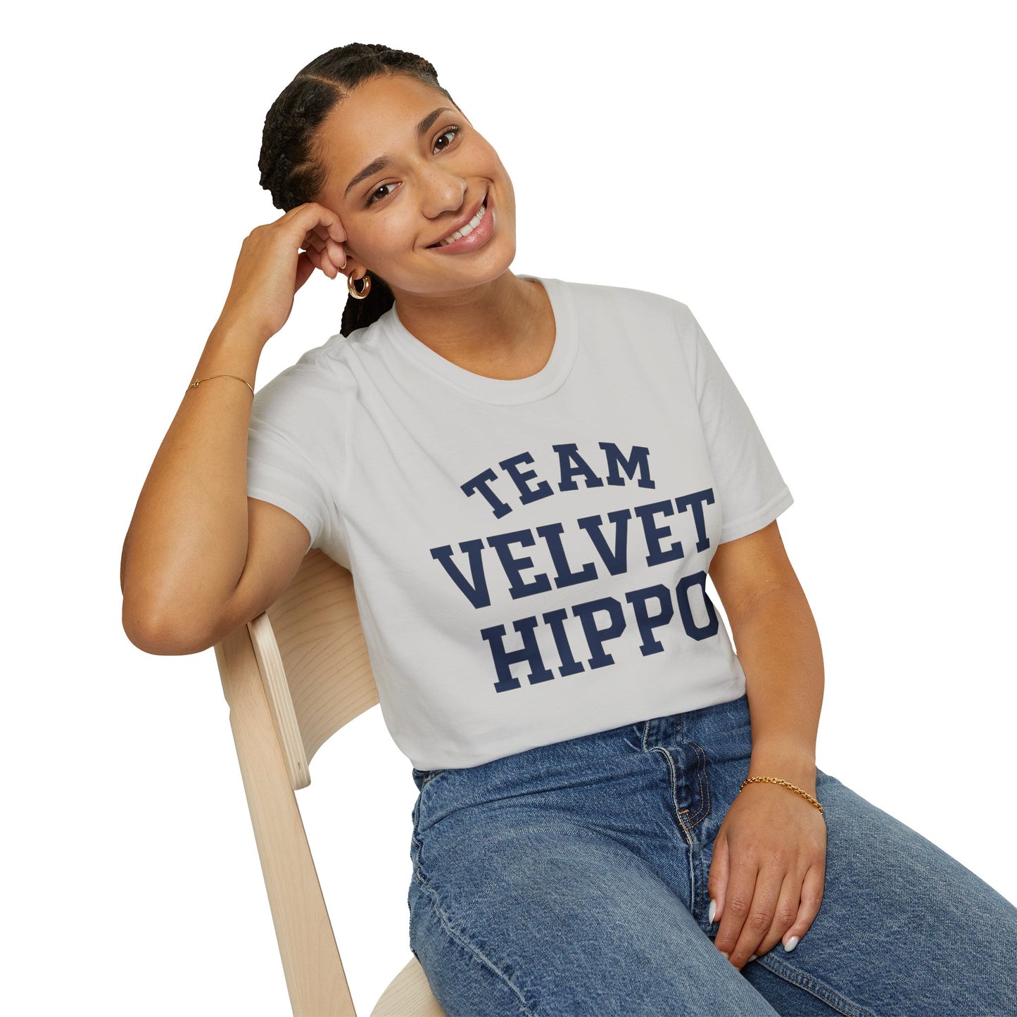 Team Velvet Hippo T-Shirt | Funny Pit Bull Tee for Pibble & Bully Breed Lovers | Rescue Dog Apparel, Adult Unisex T-Shirt