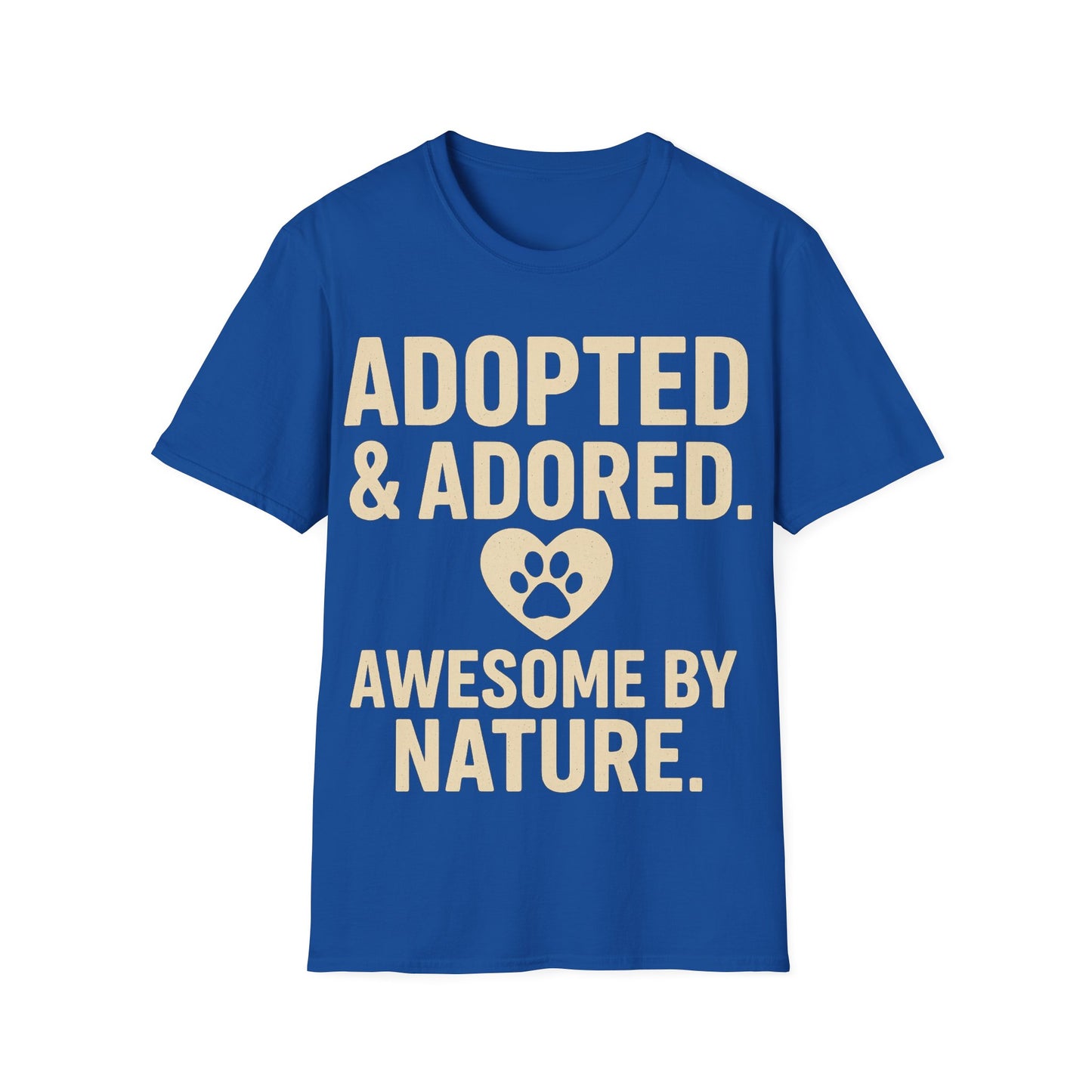 Adopted and Adored Awesome By Nature T-Shirt | Rescue Dog Shirt | Pet Adoption Gift | Dog Lover Vintage Style Tee | Olive Green Unisex, Adult Unisex T-Shirt