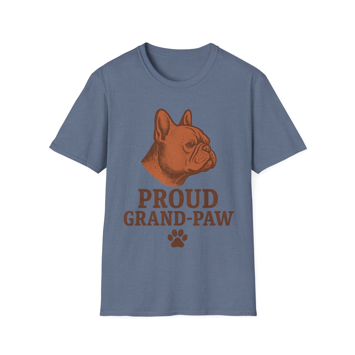 Proud Grand-Paw French Bulldog T-Shirt – Funny Frenchie Grandpa Tee for Dog Lovers, Vintage Bulldog Softstyle Shirt, Pet Grandparent Gift for Men, Rustic Dog Breed Graphic T-Shirt, Adult Unisex T-Shirt