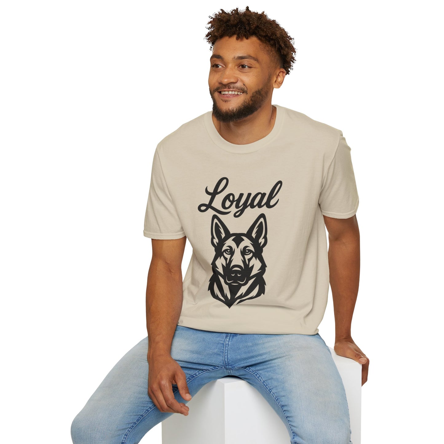 Loyal German Shepherd T-Shirt – Bold Black Line Art Dog Design for GSD Lovers, Rescue-Friendly Apparel, Adult Unisex T-Shirt