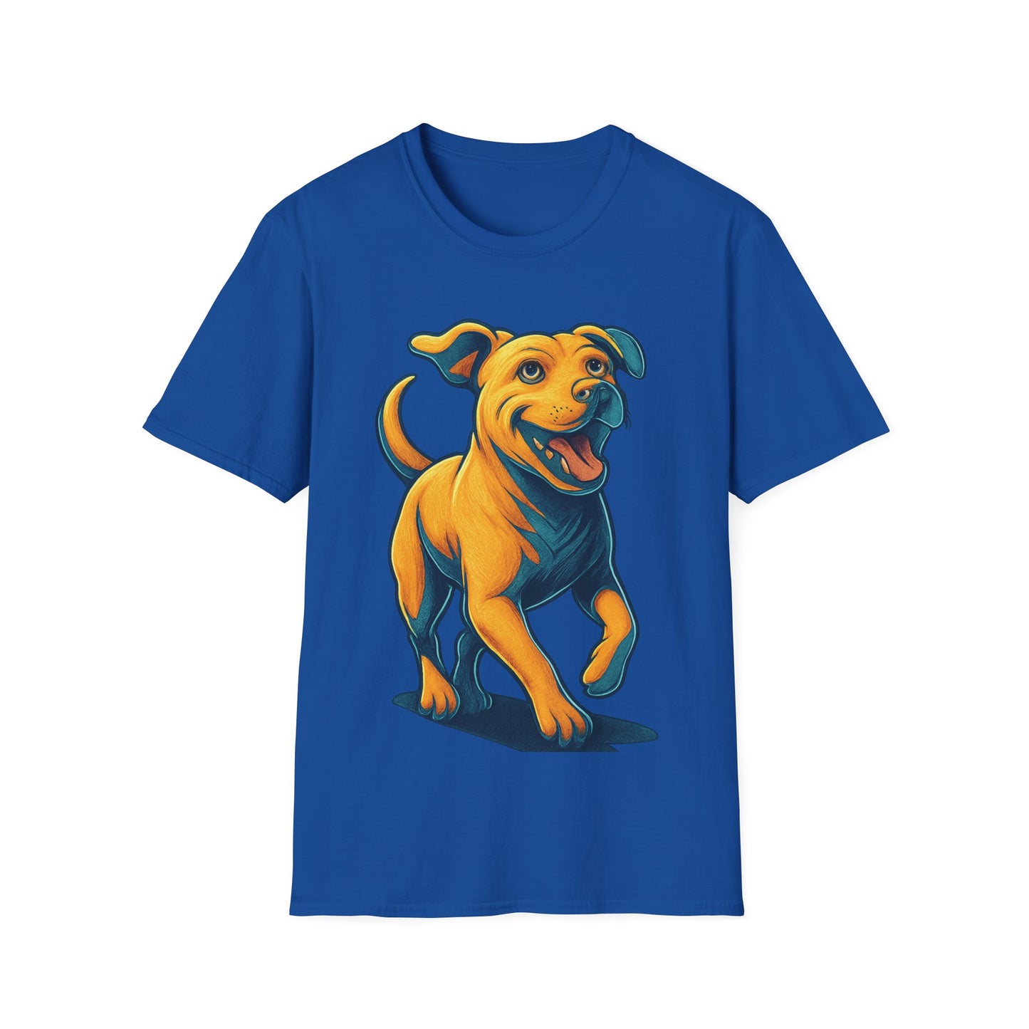3D Pop Art Dog Shirt | Bold Jumping Dog Graphic Tee for Rescue Lovers & Pet Fans | Vibrant One-Sided Design, Adult Unisex T-Shirt