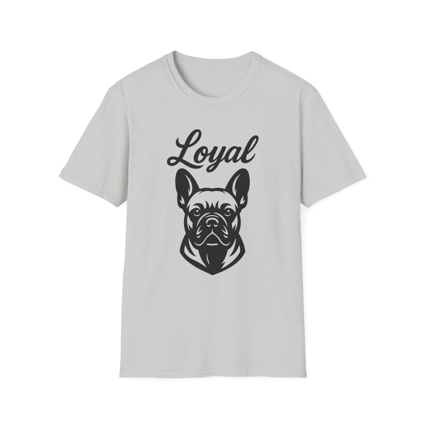 Loyal French Bulldog T-Shirt – Bold Black Line Art Dog Design for Frenchie Lovers, Rescue Support Tee, Adult Unisex T-Shirt