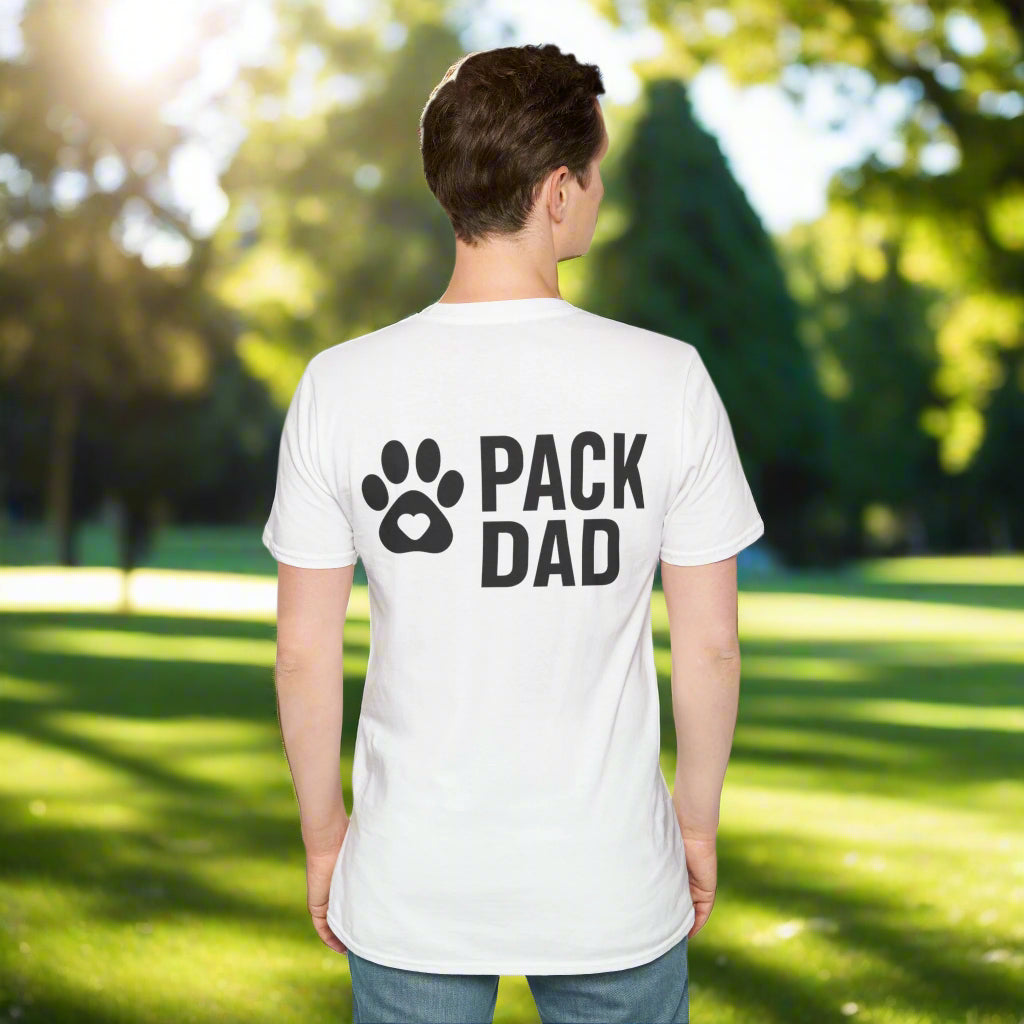 Pack Dad T-Shirt with Paw Print – Matching Dog Family Tee – Father’s Day Dog Dad Gift – Adopted and Adored Apparel, Adult Unisex T-Shirt